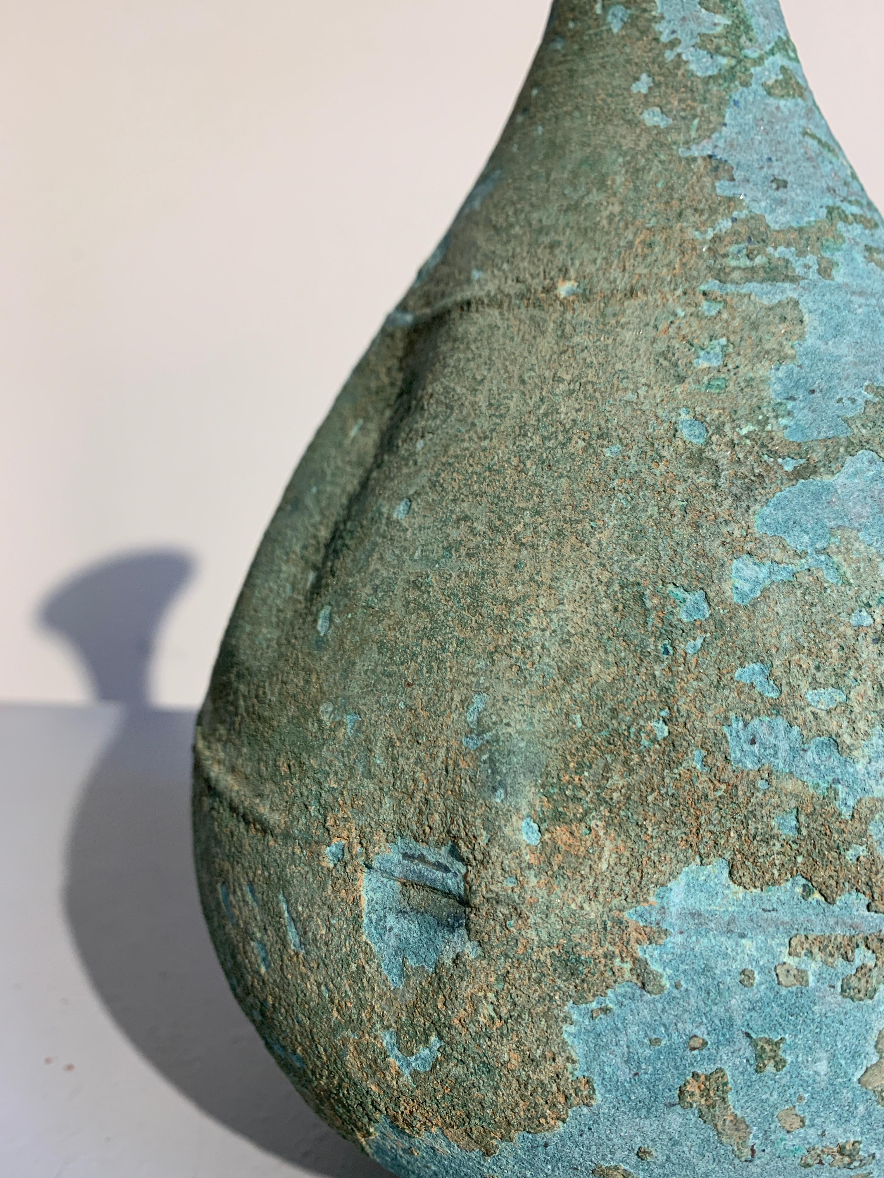 Korean Bronze Vase with Blue Green Patina, Goryeo Dynasty, 13th Century 4