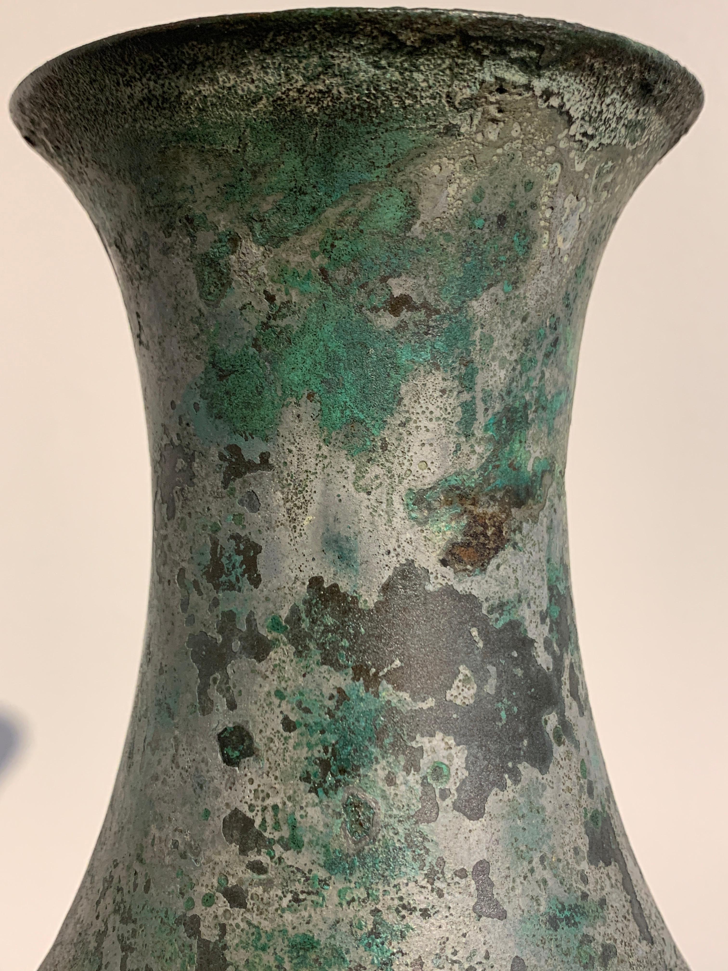 Korean Bronze Vase with Silvery Patina, Goryeo Dynasty, 13th Century For Sale 3