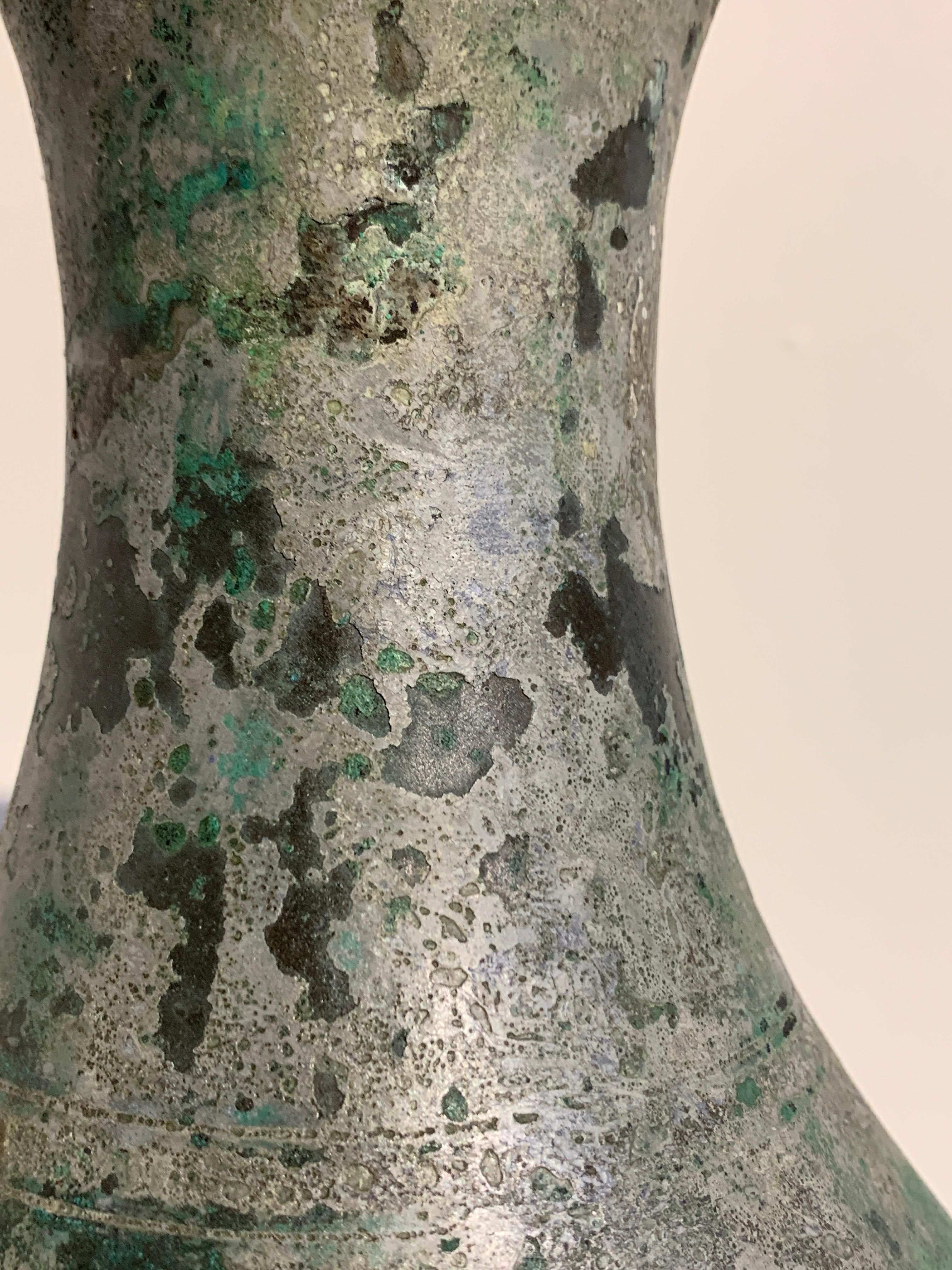 Korean Bronze Vase with Silvery Patina, Goryeo Dynasty, 13th Century For Sale 5