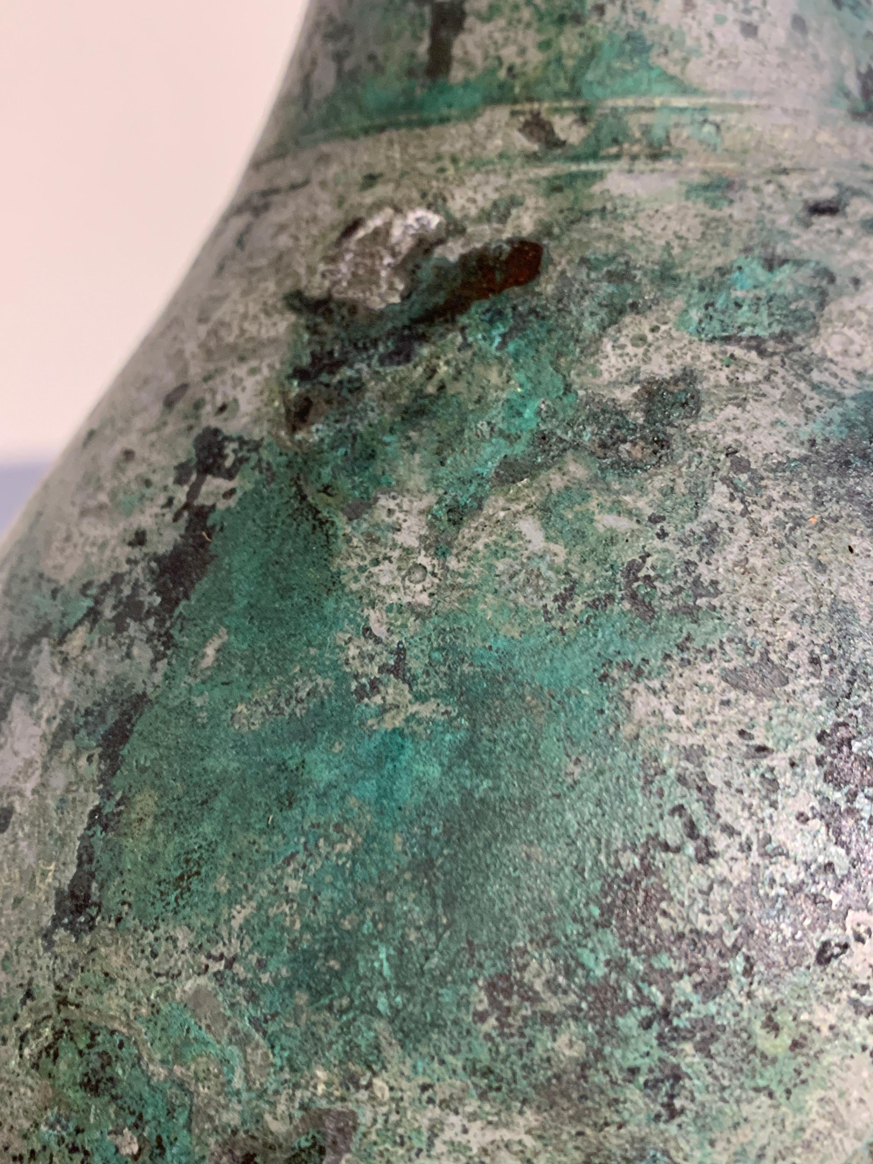 Korean Bronze Vase with Silvery Patina, Goryeo Dynasty, 13th Century For Sale 2