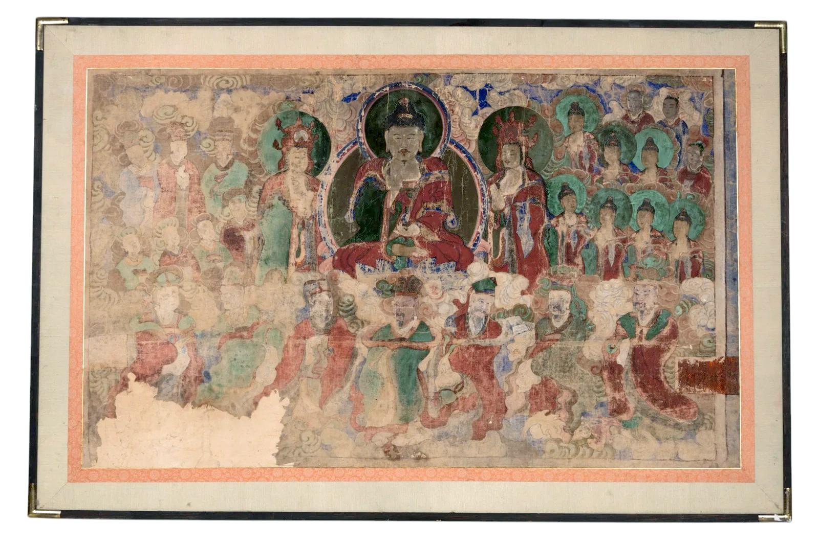 Pintura en pergamino del templo budista coreano Sinjung T'aenghwa Dinastía Joseon en venta 6