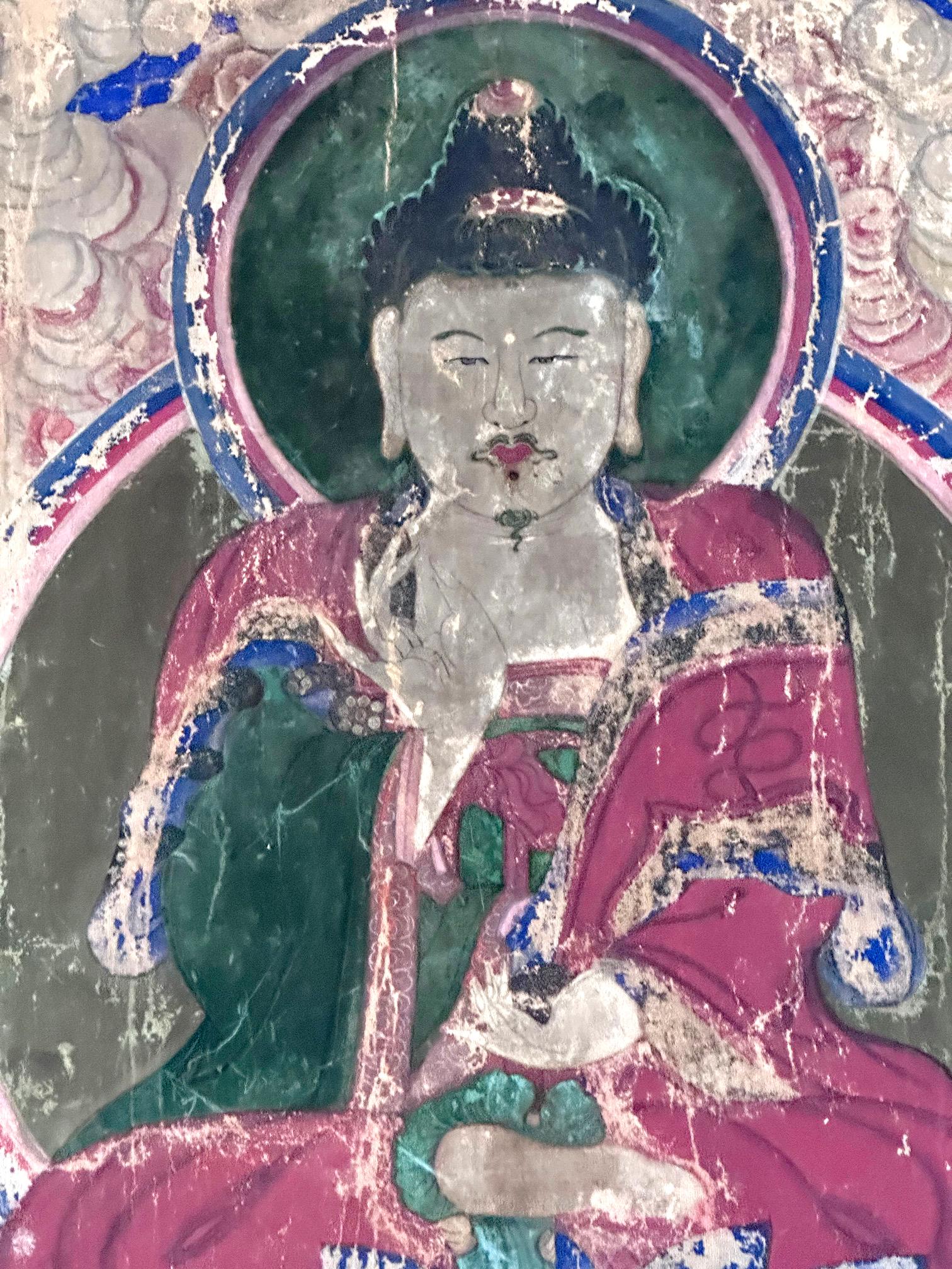 Pintura en pergamino del templo budista coreano Sinjung T'aenghwa Dinastía Joseon Pintado a mano en venta