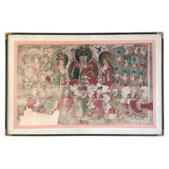 Antique Korean Buddhist Temple Scroll Painting Sinjung T'aenghwa Joseon Dynasty