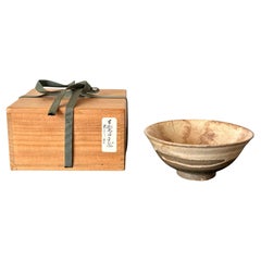 Korean Buncheong Ceramic Tea Bowl with White Slip Glaze Joseon Dynasty