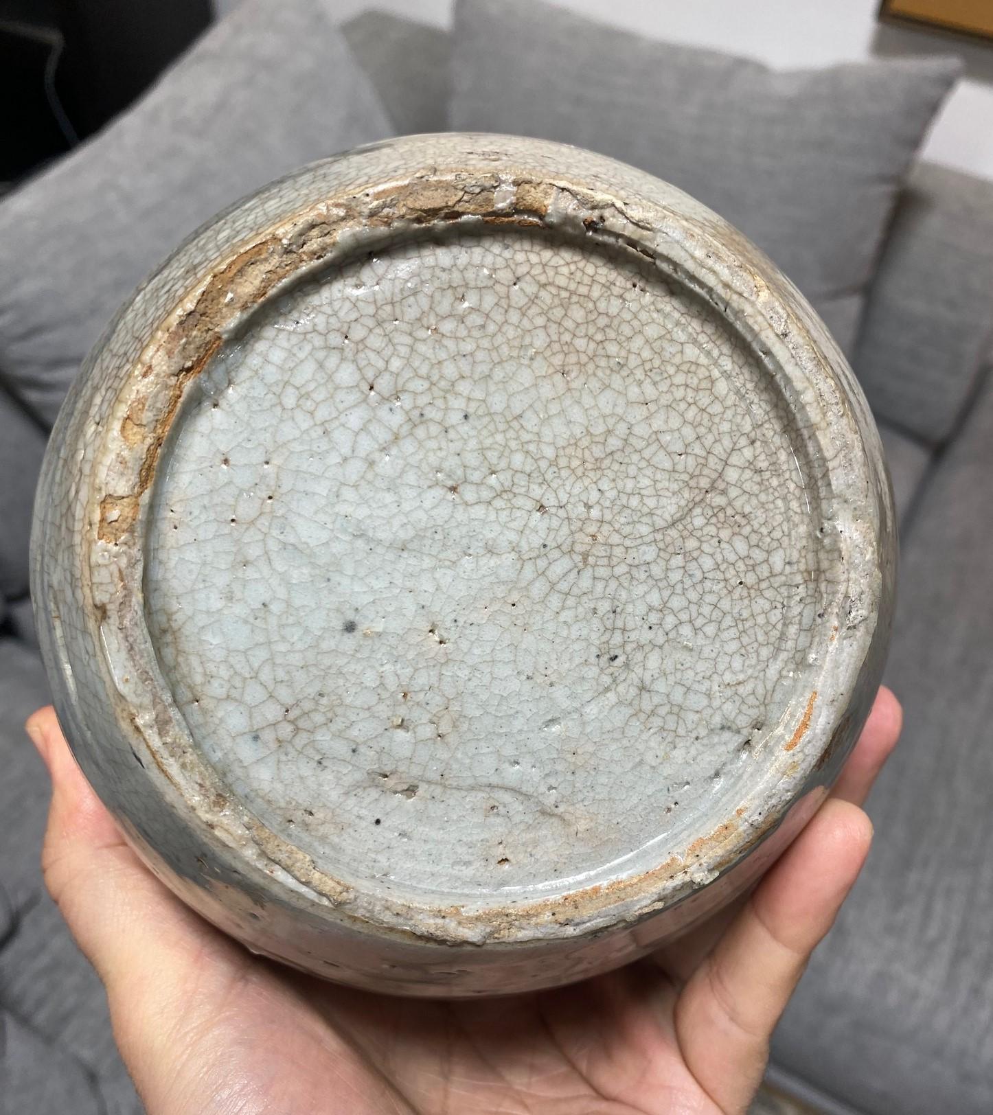 Koreanische Buncheong Joseon Dynasty Antike glasierte Keramik Keramik Wabi-Sabi Vase im Angebot 13