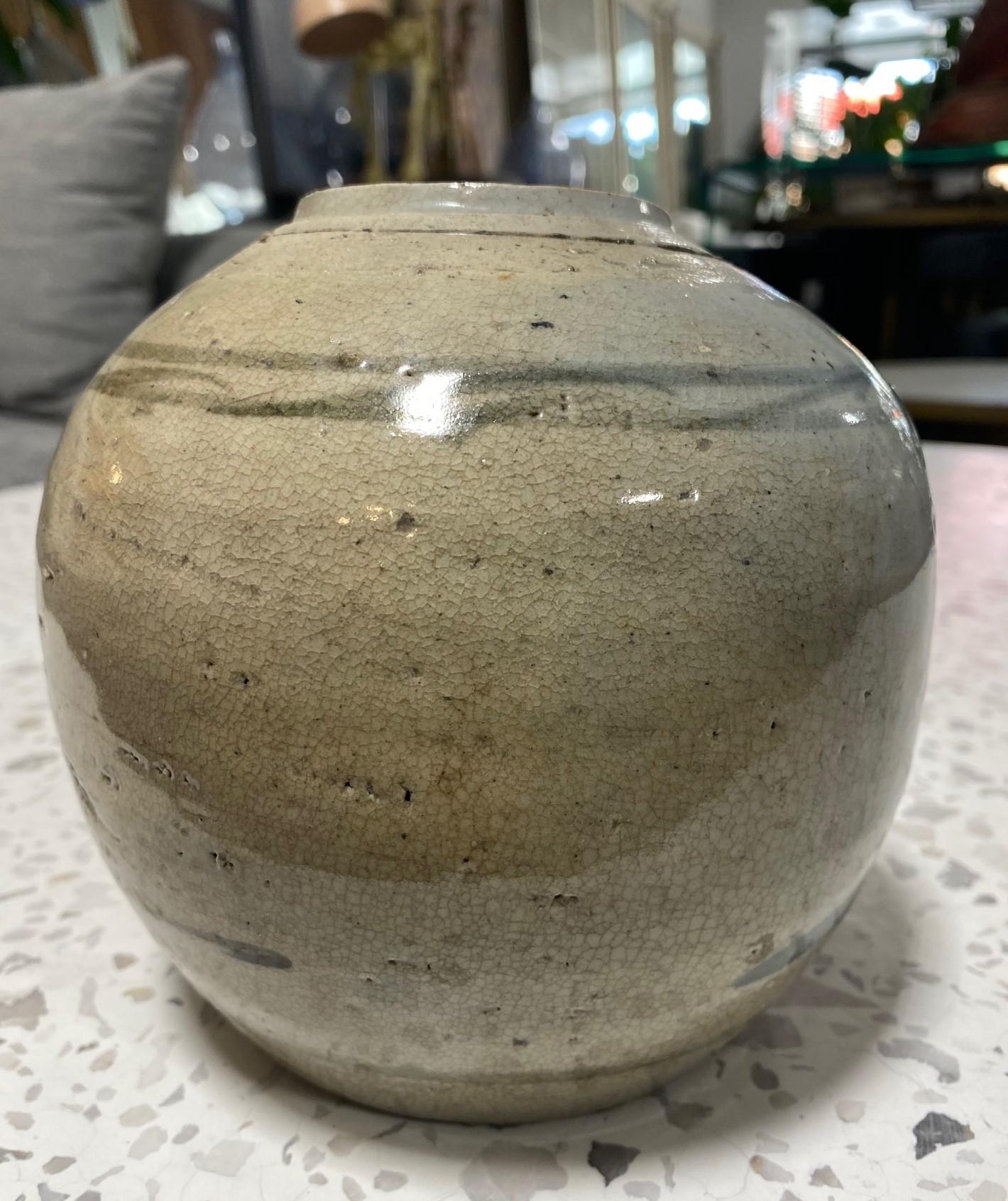 Koreanische Buncheong Joseon Dynasty Antike glasierte Keramik Keramik Wabi-Sabi Vase im Zustand „Gut“ im Angebot in Studio City, CA