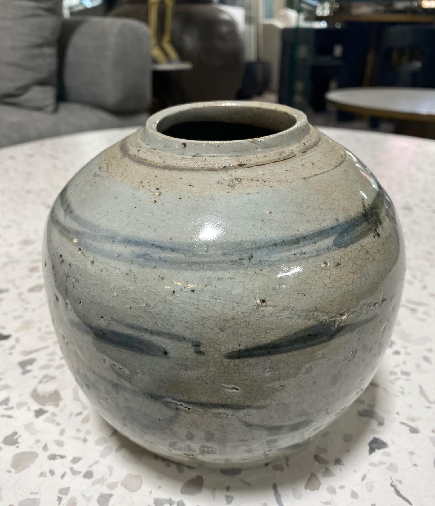 Koreanische Buncheong Joseon Dynasty Antike glasierte Keramik Keramik Wabi-Sabi Vase im Angebot 1