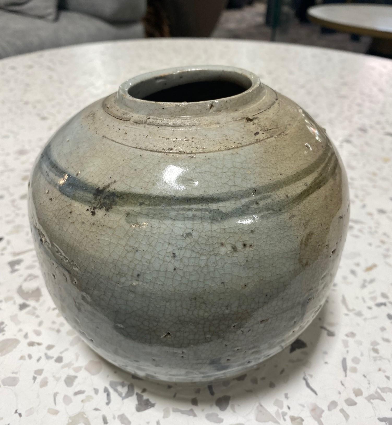 Koreanische Buncheong Joseon Dynasty Antike glasierte Keramik Keramik Wabi-Sabi Vase im Angebot 2