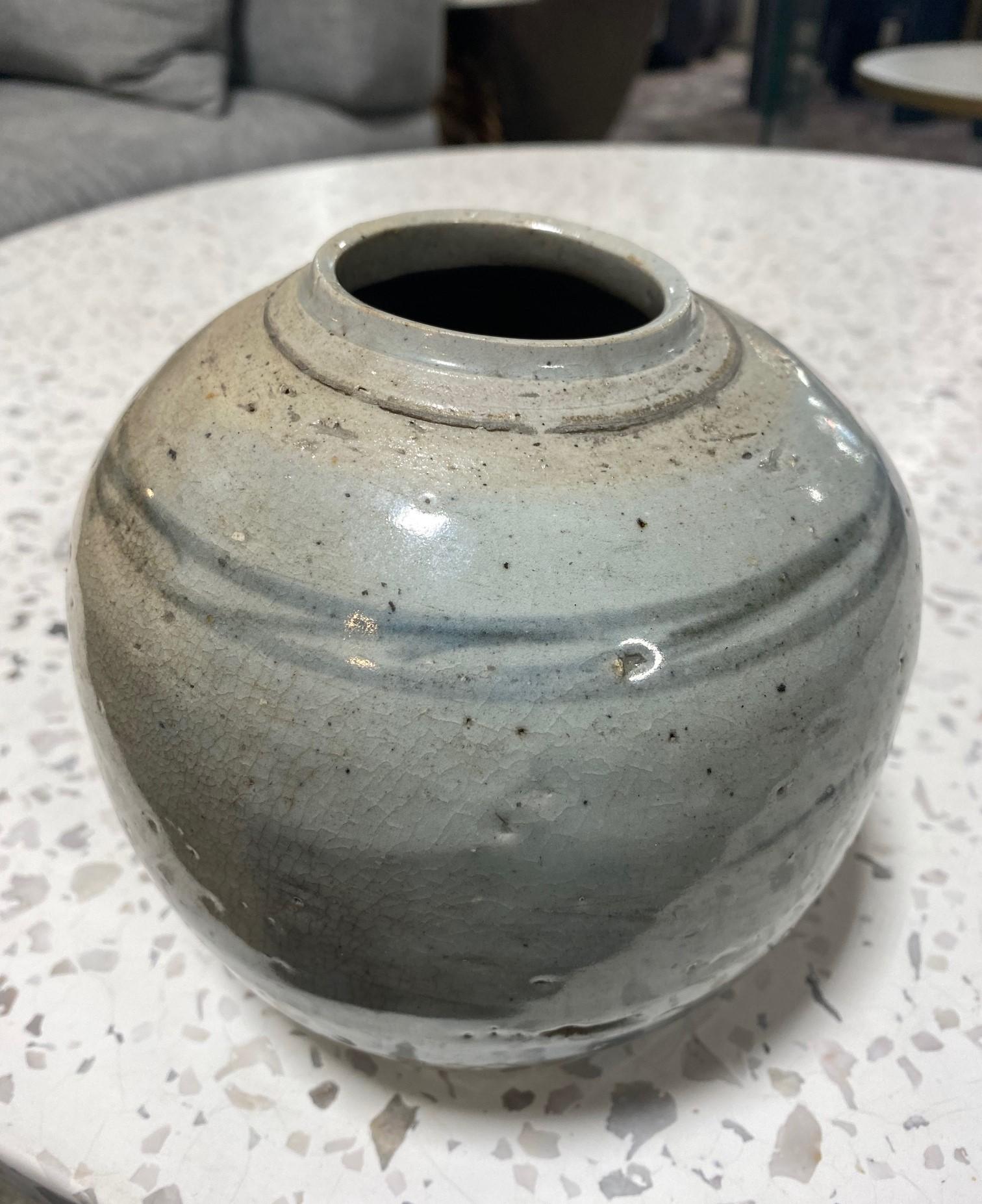 Korean Buncheong Joseon Dynasty Antique Glazed Pottery Ceramic Wabi-Sabi Vase For Sale 4