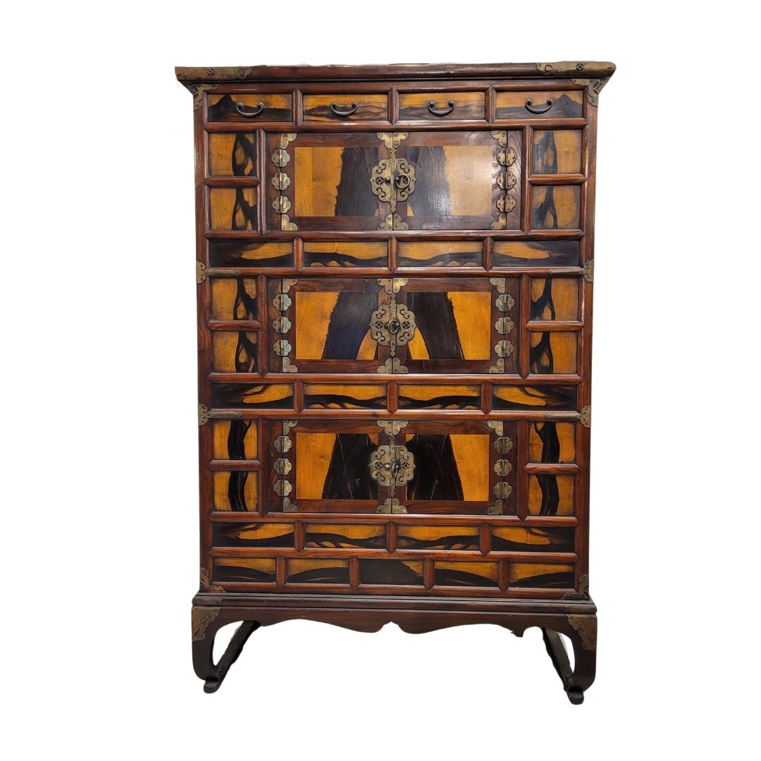 Korean Cabinet furniture “Samcheungjang”, fruit wood and bronze fittings 10