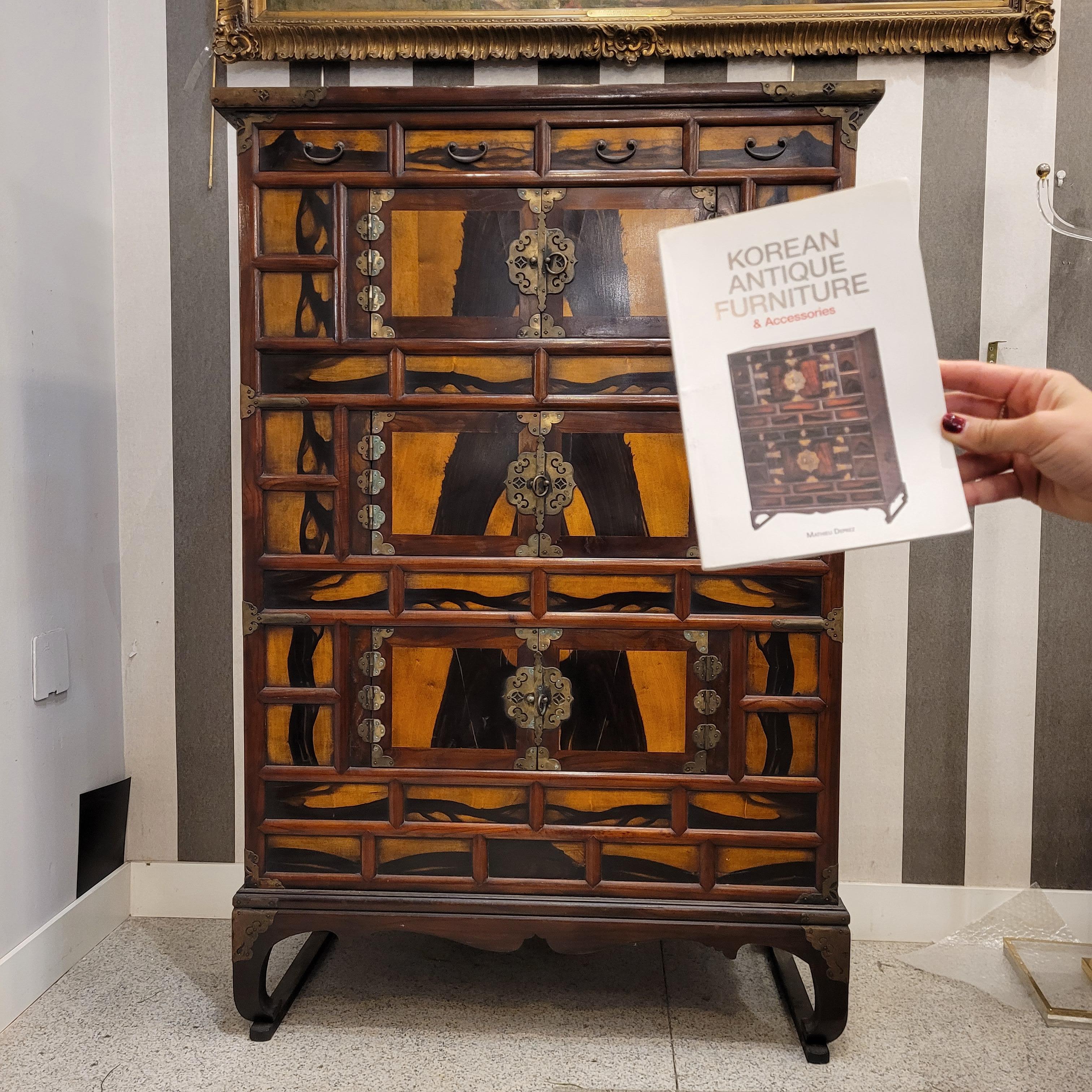 Korean Cabinet furniture “Samcheungjang”, fruit wood and bronze fittings 13