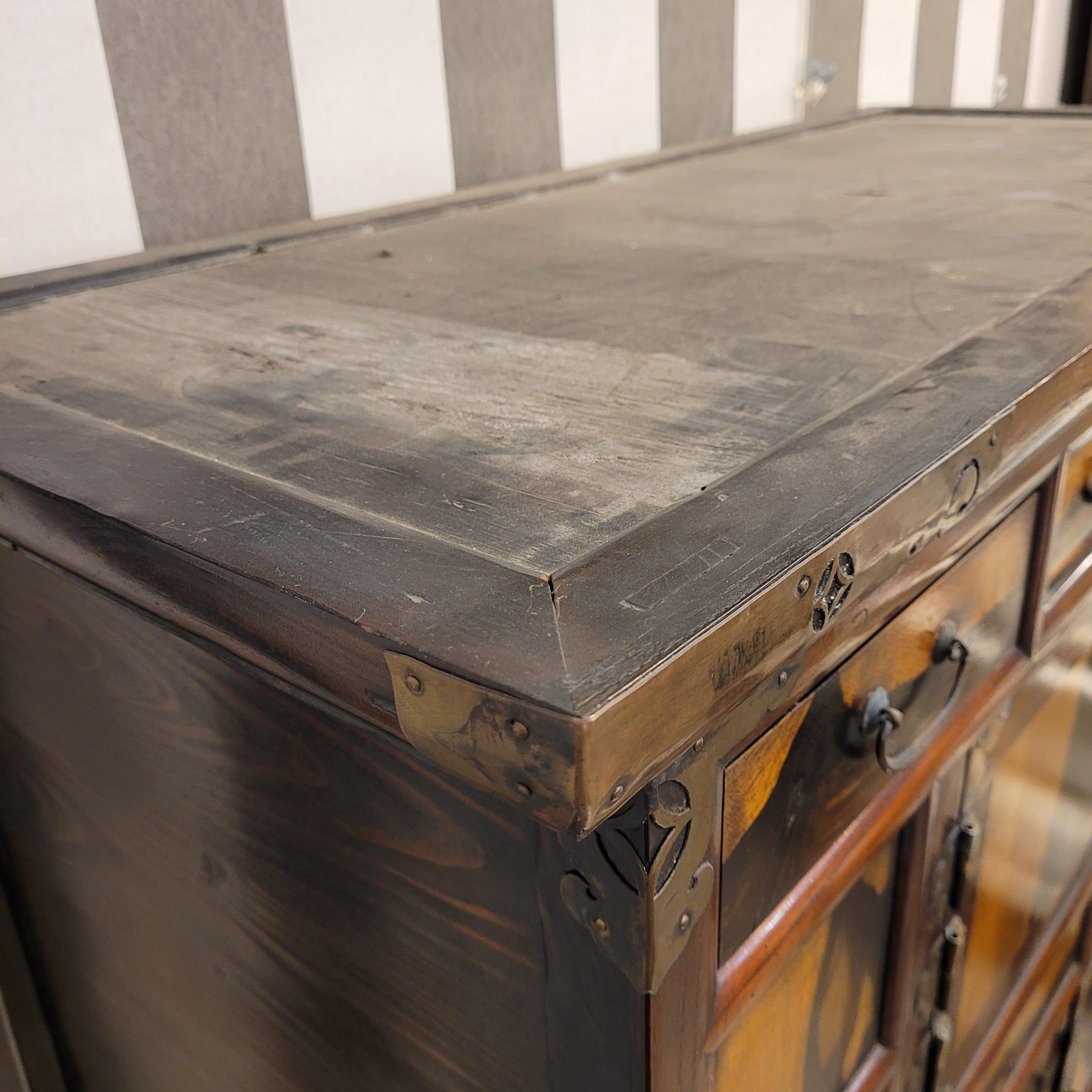 Late 19th Century Korean Cabinet furniture “Samcheungjang”, fruit wood and bronze fittings