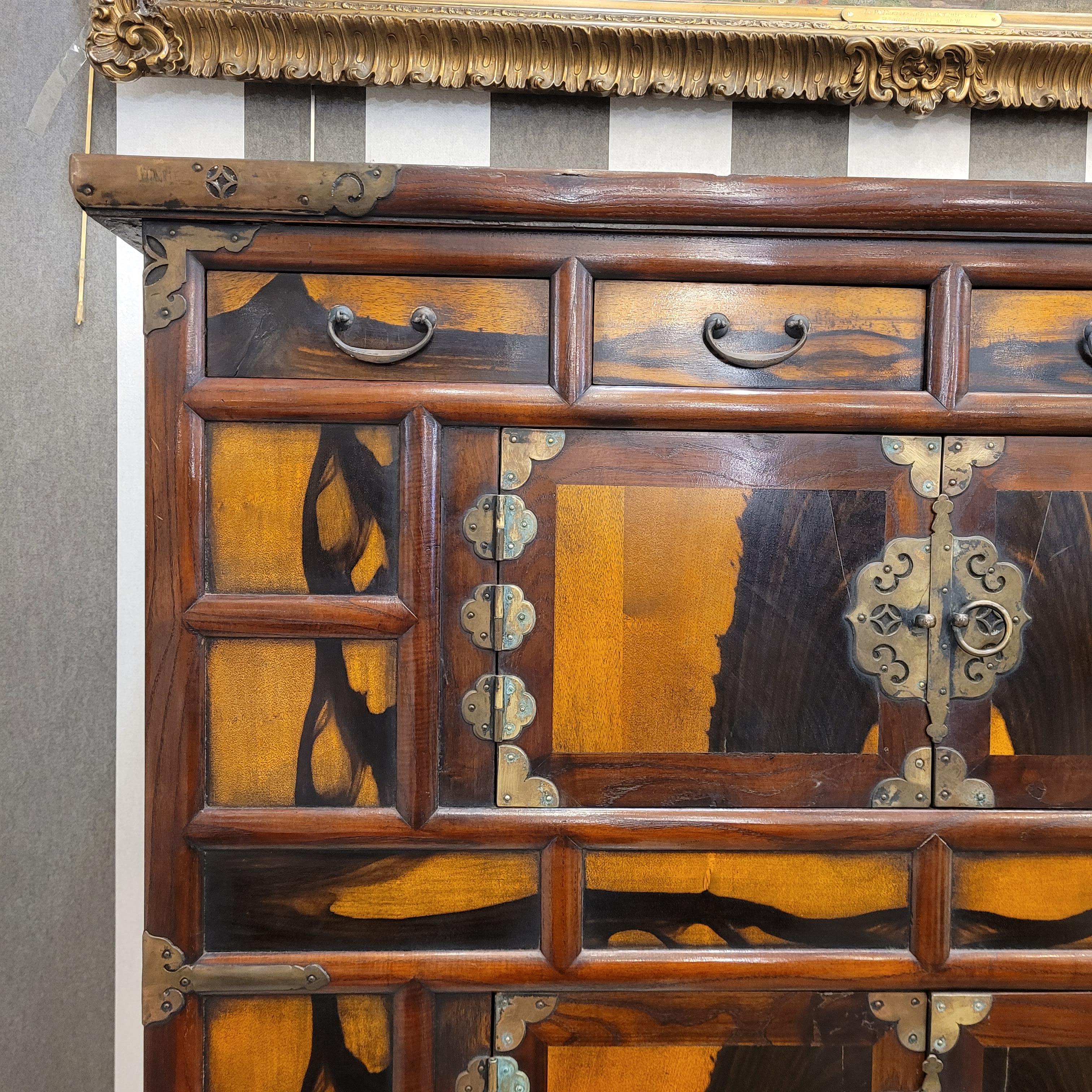 Bronze Korean Cabinet furniture “Samcheungjang”, fruit wood and bronze fittings