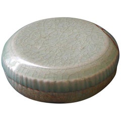 Korean Celadon Ceramic Box and Cover, Koryo Dynasty