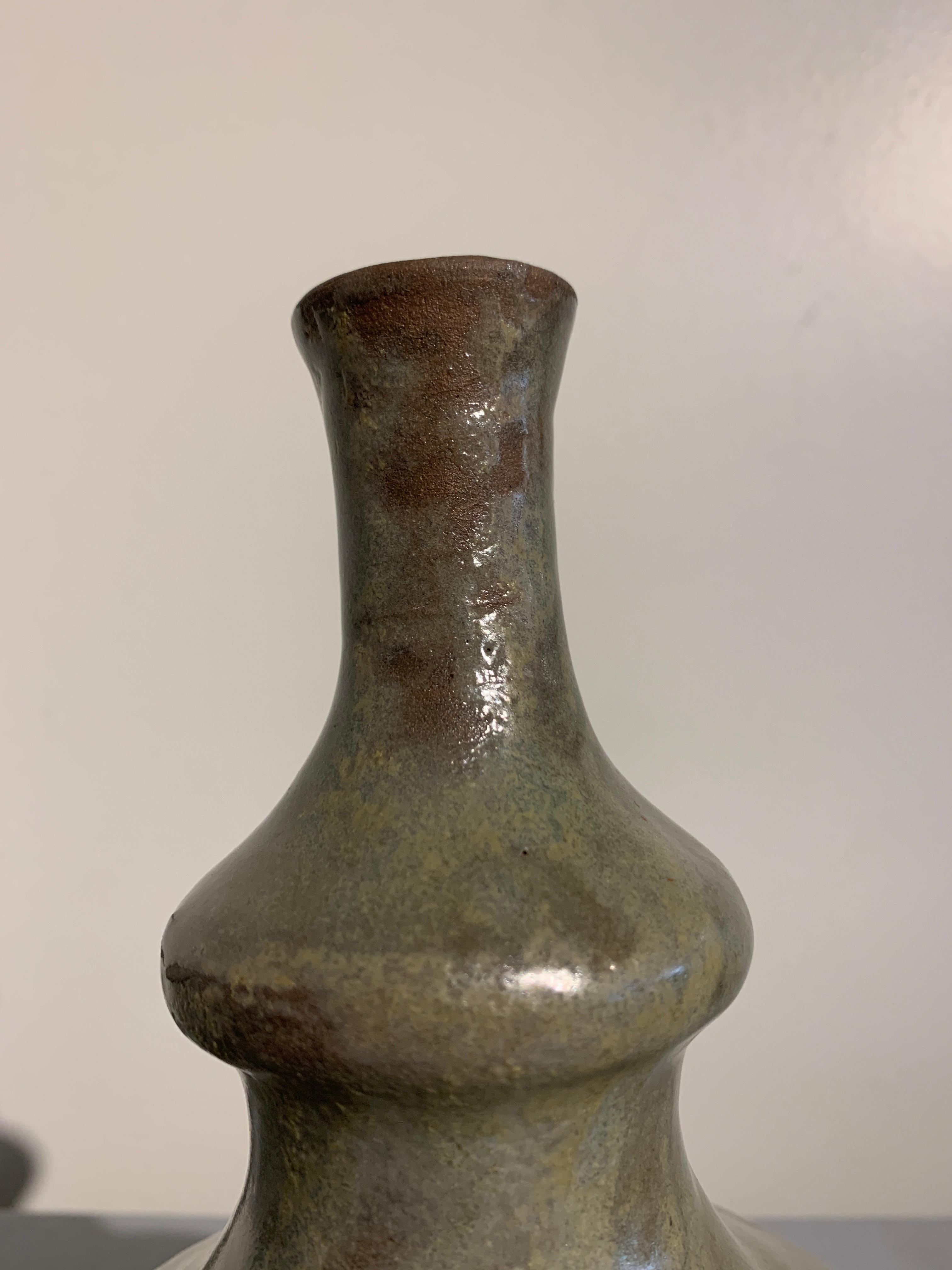 Korean Celadon Glazed Ritual Ewer, Kundika, Goryeo Dynasty, 13th-14th Century In Good Condition For Sale In Austin, TX