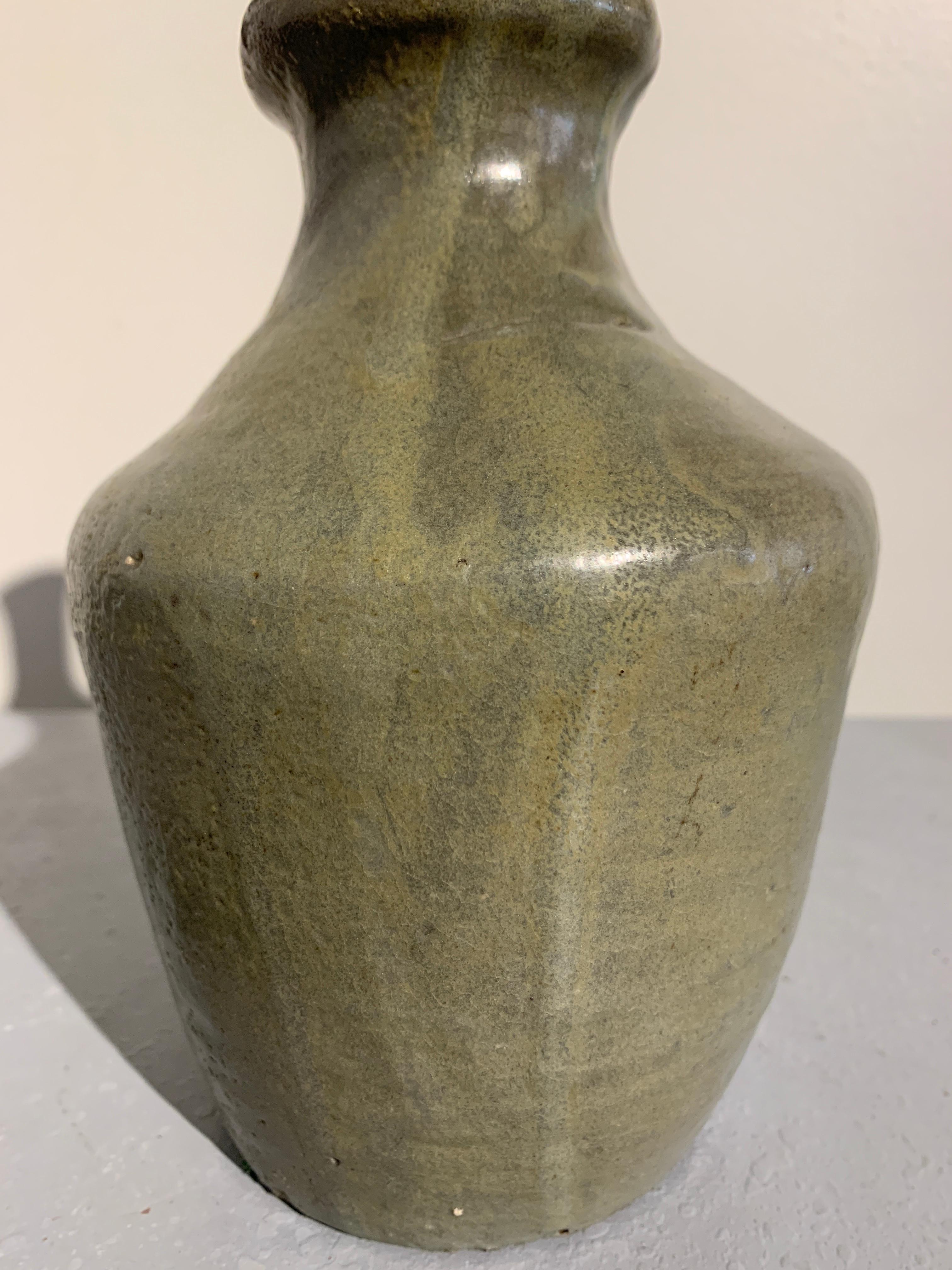 Stoneware Korean Celadon Glazed Ritual Ewer, Kundika, Goryeo Dynasty, 13th-14th Century For Sale