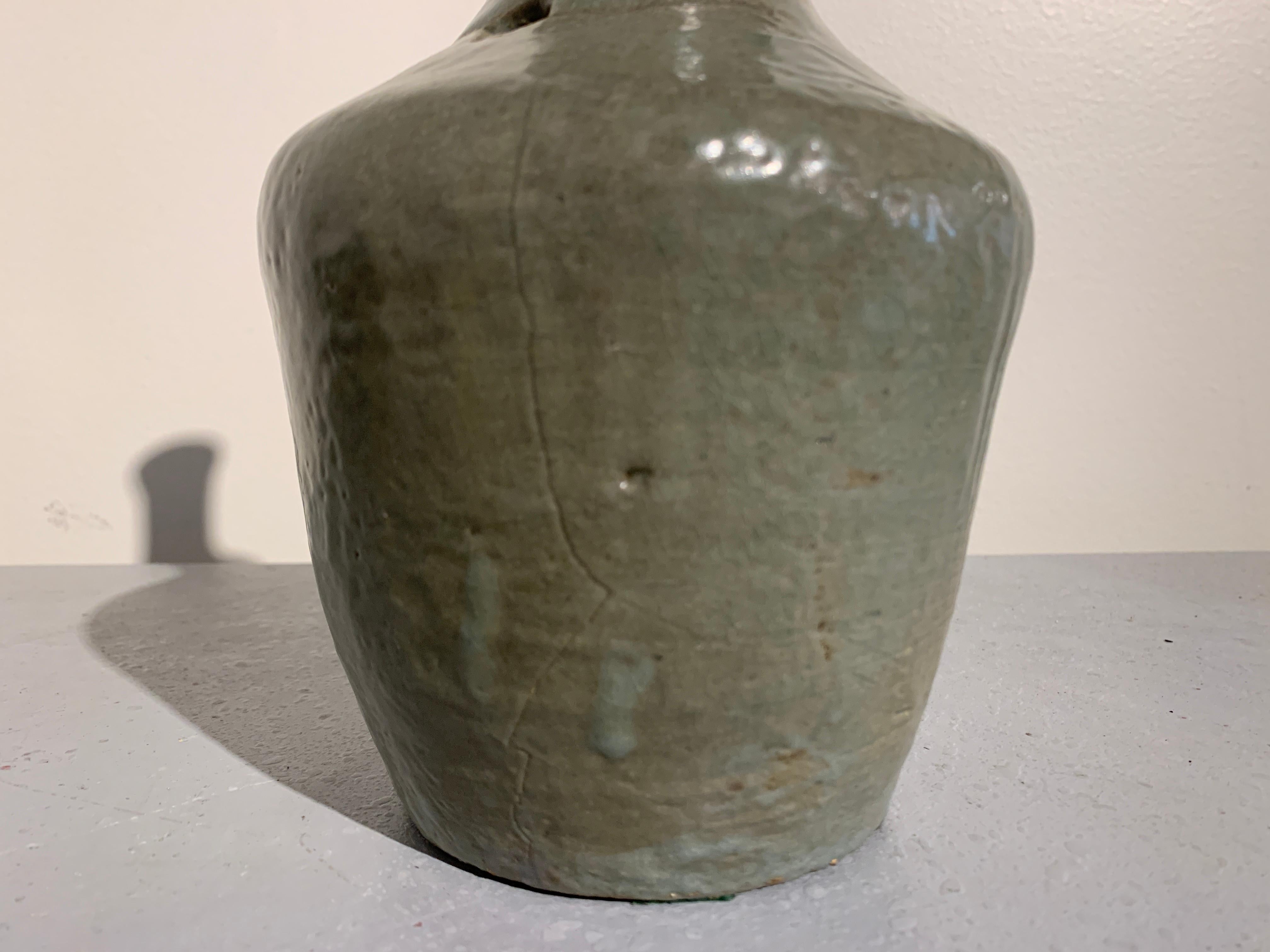 Korean Celadon Glazed Ritual Ewer, Kundika, Goryeo Dynasty, 13th-14th Century For Sale 1