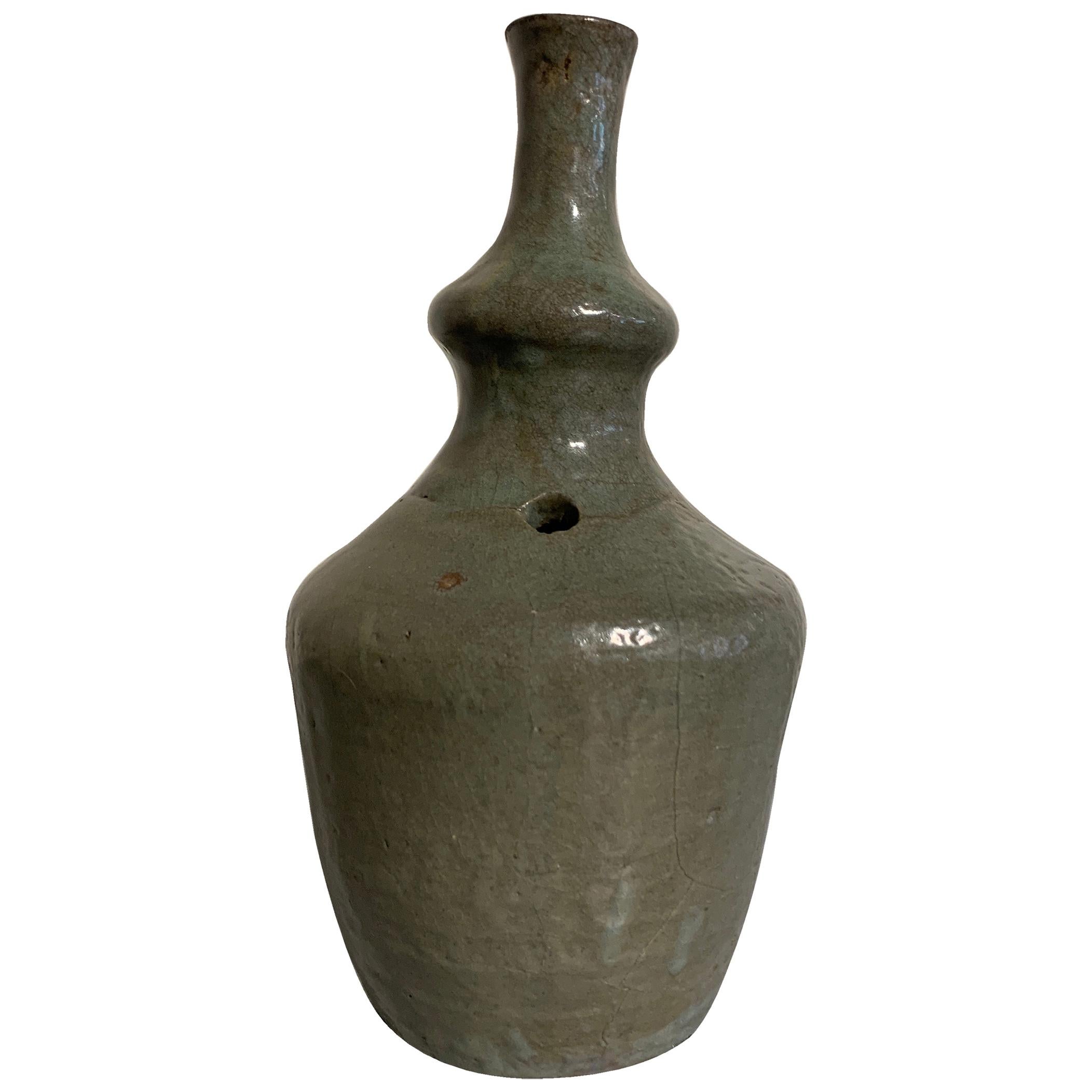 Korean Celadon Glazed Ritual Ewer, Kundika, Goryeo Dynasty, 13th-14th Century For Sale
