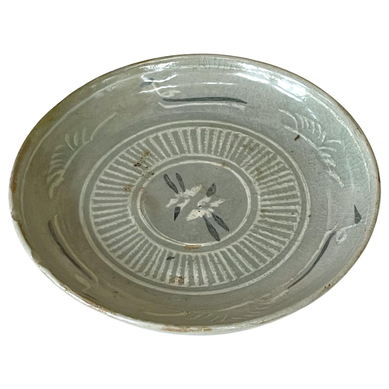Korean Celadon Inlay Plate Goryeo Period