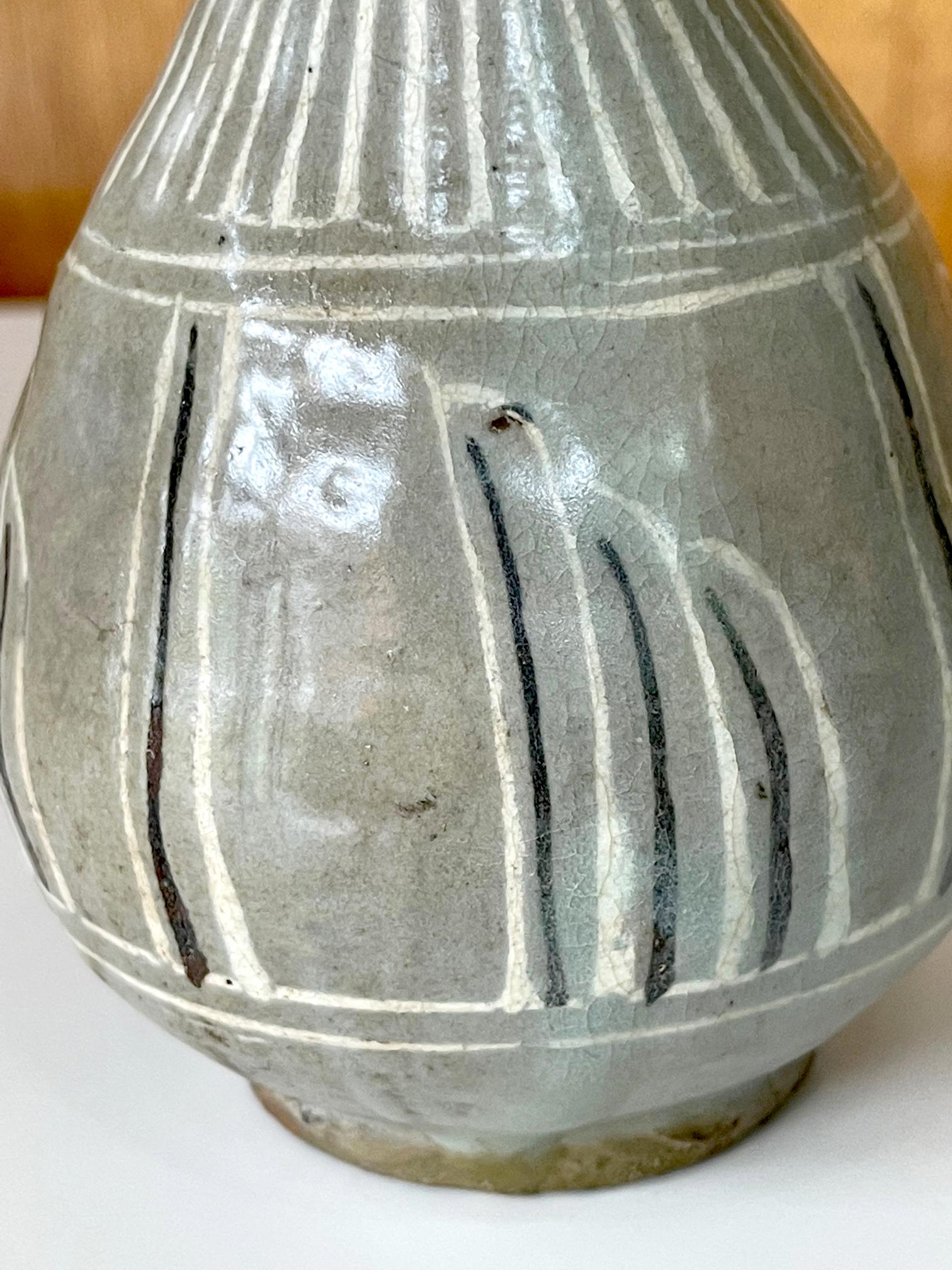 Ceramic Korean Celadon Inlay Vase Goryeo Dynasty For Sale