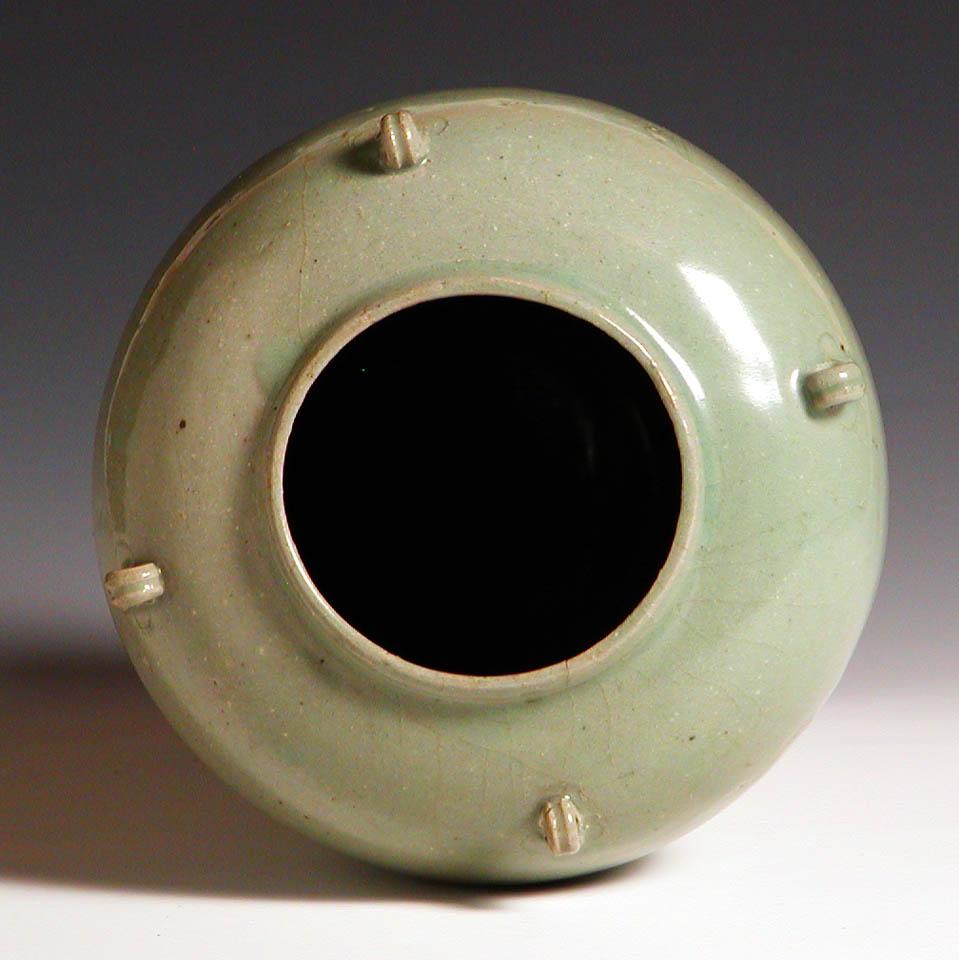 Korean Celadon  Jar with Four Handles. Goryeo dynasty, 12th century. In Good Condition For Sale In Point Richmond, CA