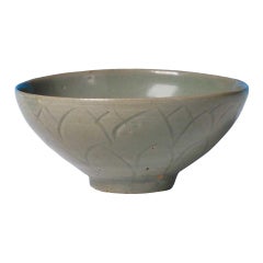 Antique Korean Celadon Lotus Bowl, Koryo Period