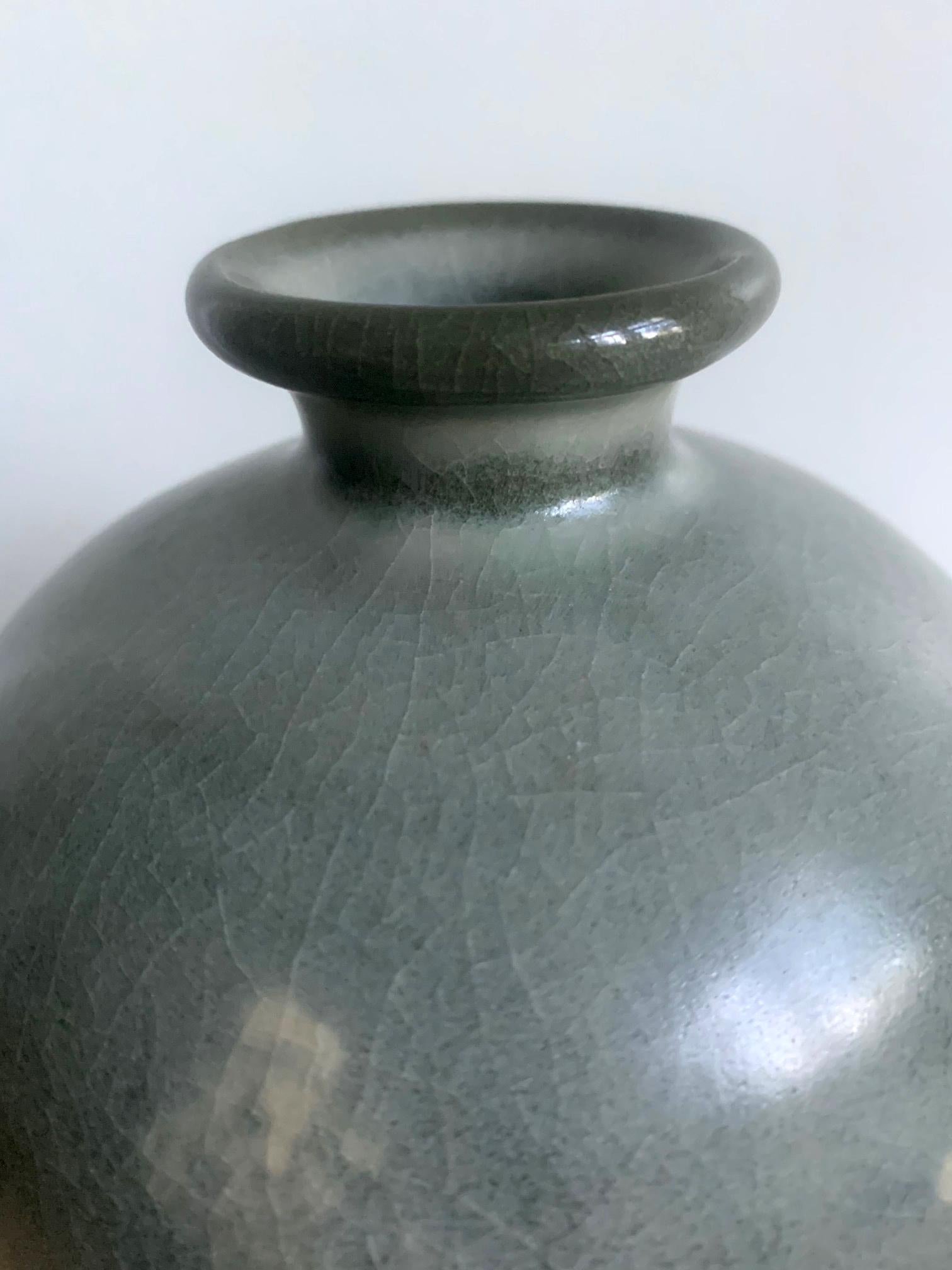 Korean Celadon Vase with Slip Inlay Goryeo Style 2