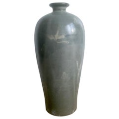 Antique Korean Celadon Vase with Slip Inlay Goryeo Style