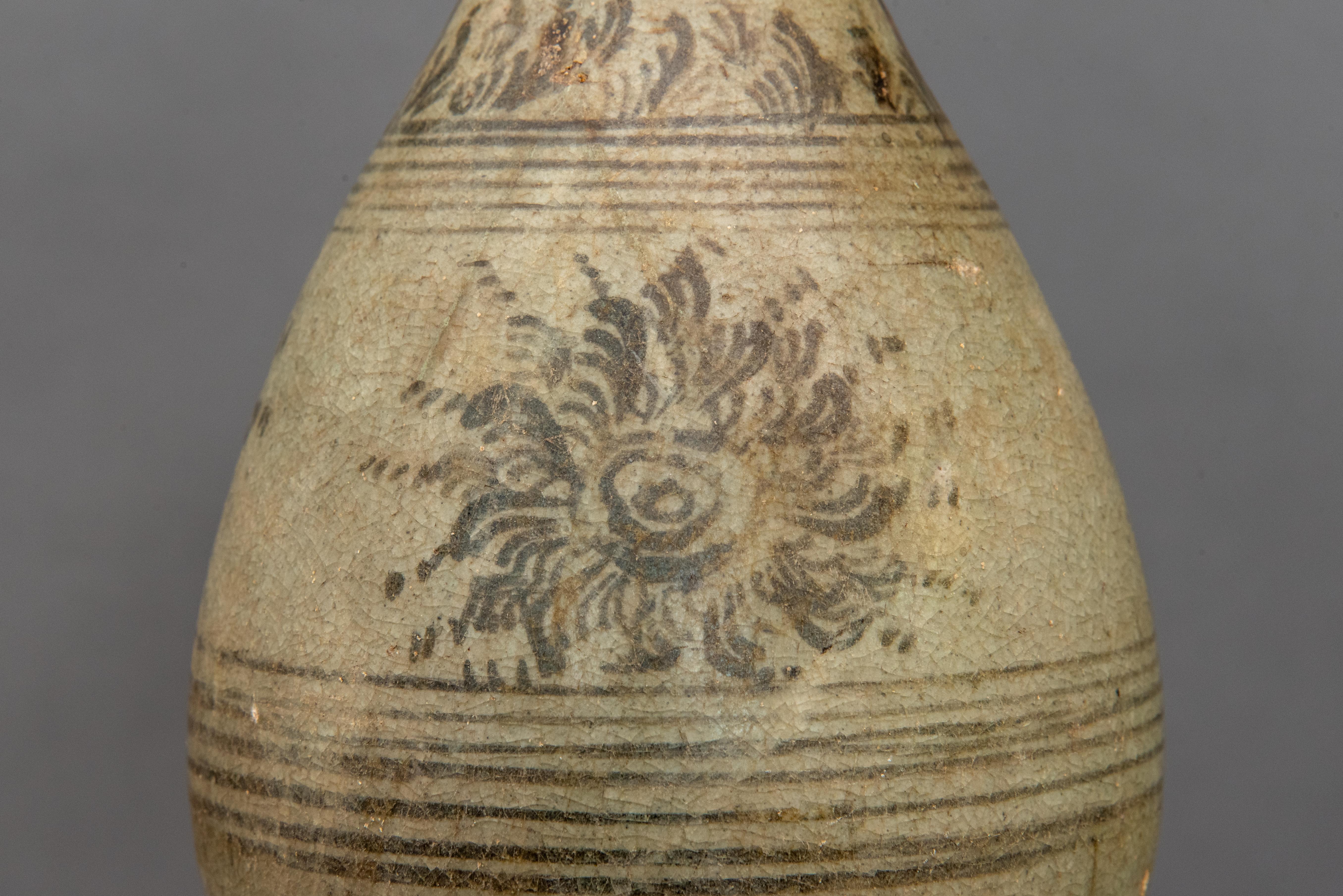 Thai Stoneware Green Vase 1