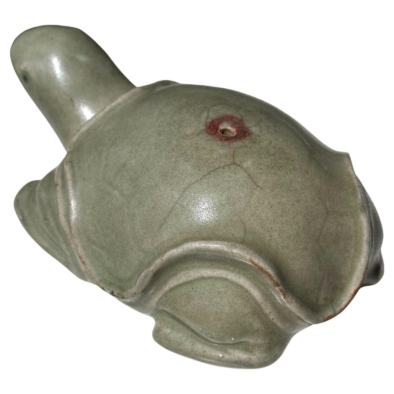 Archaistic Korean Ceramic Celadon Turtle Form Water Dropper Goryeo Period For Sale