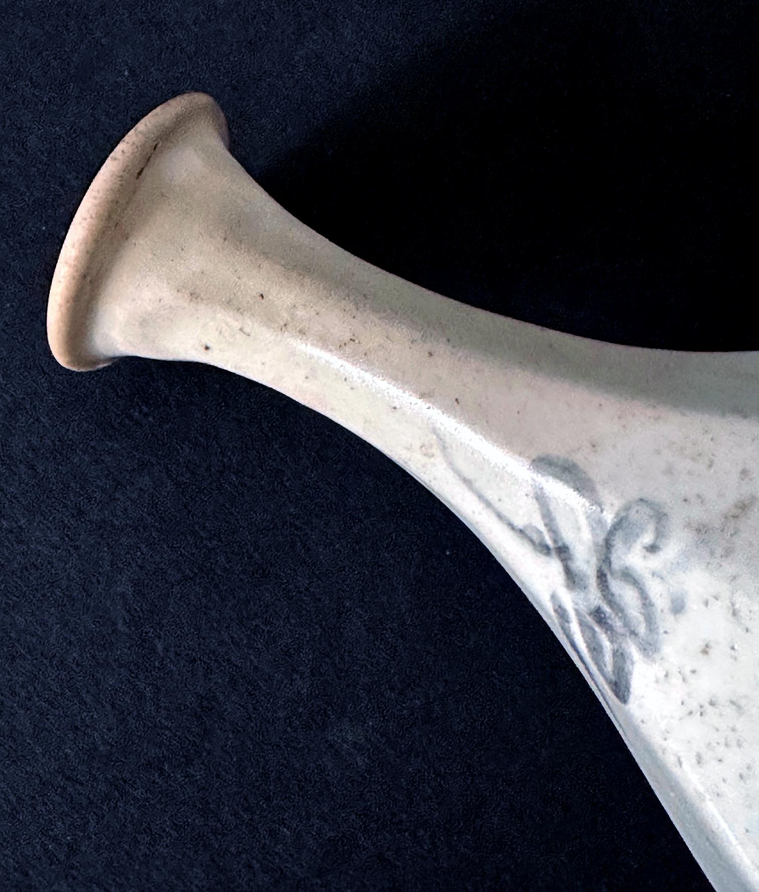 Korean Ceramic Faceted Blue and White Bottle Vase Joseon Dynasty 5