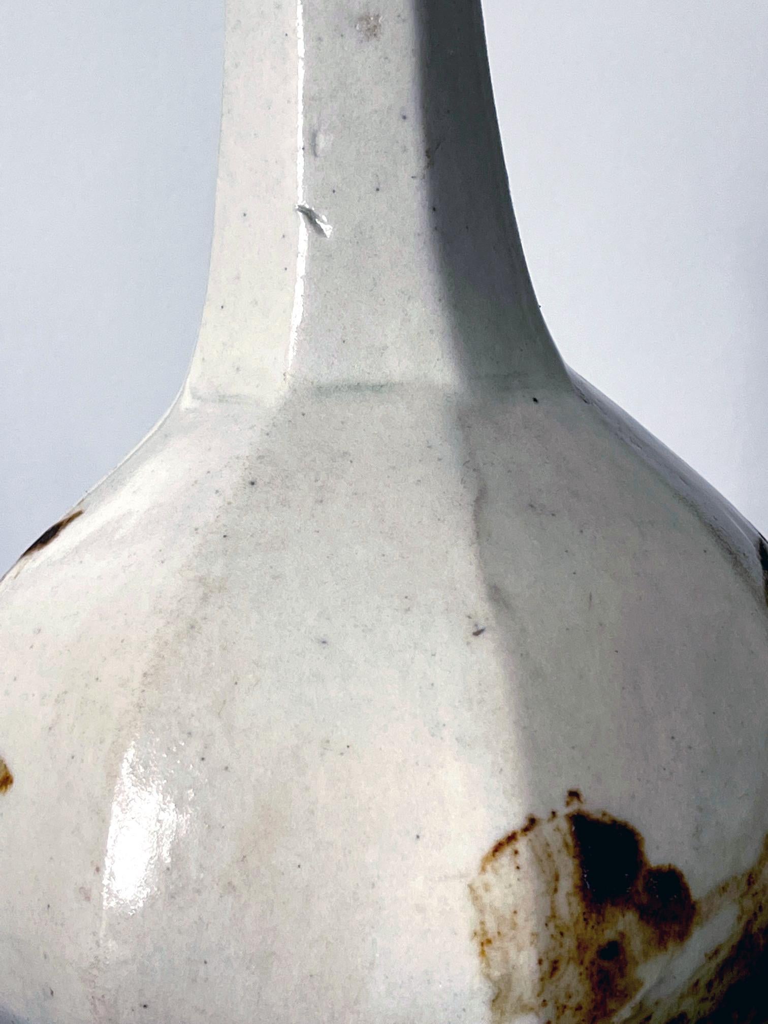 Korean Ceramic Faceted Wine Bottle Vase Joseon Dynasty For Sale 5