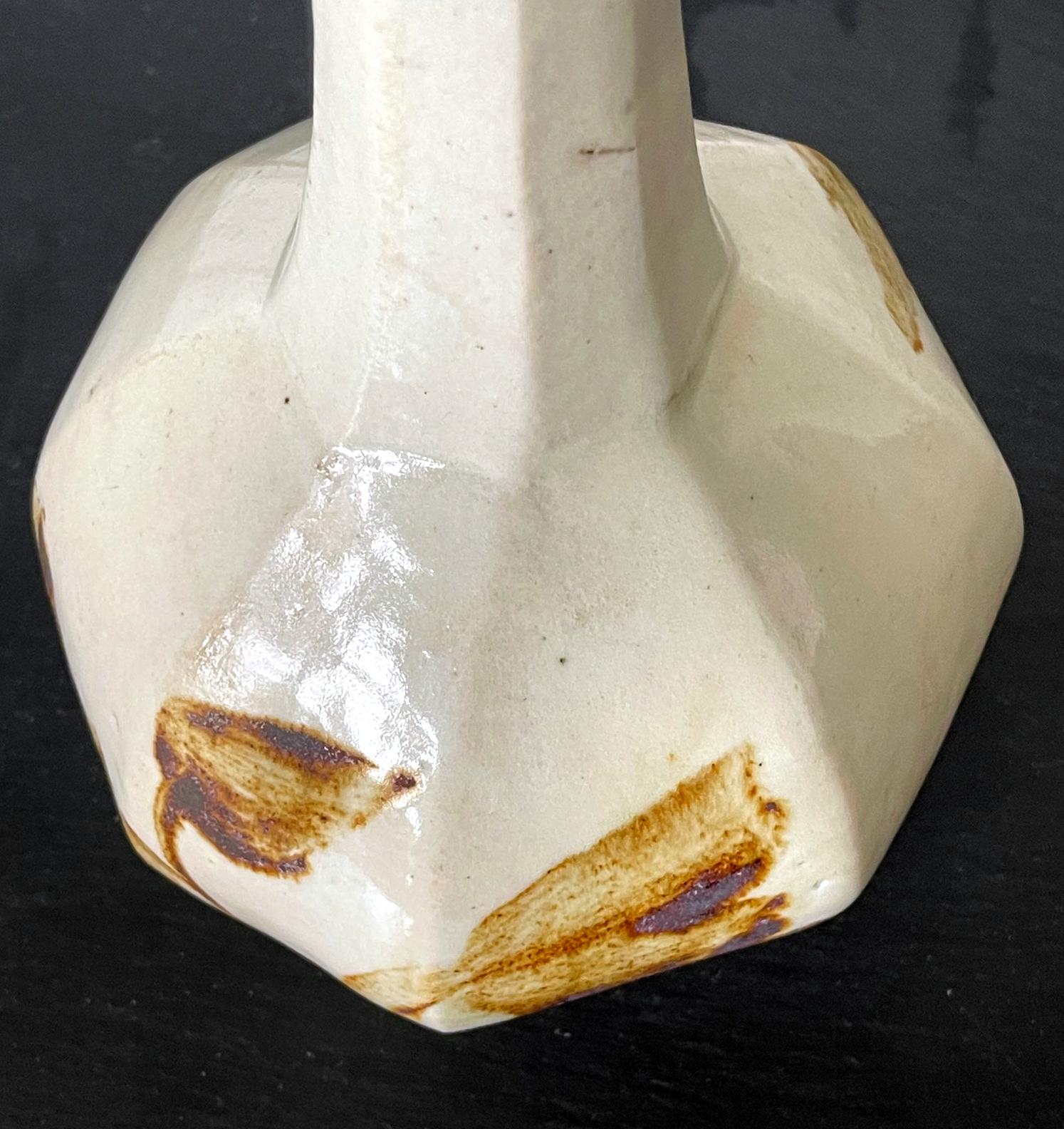 Korean Ceramic Faceted Wine Bottle Vase Joseon Dynasty For Sale 7