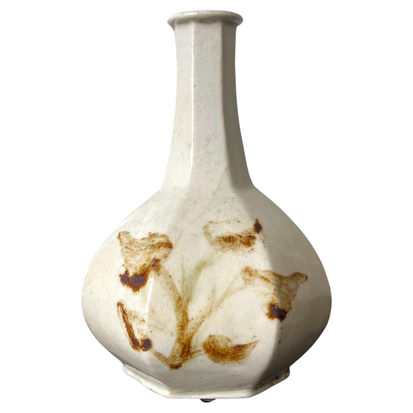 Korean Ceramic Faceted Wine Bottle Vase Joseon Dynasty