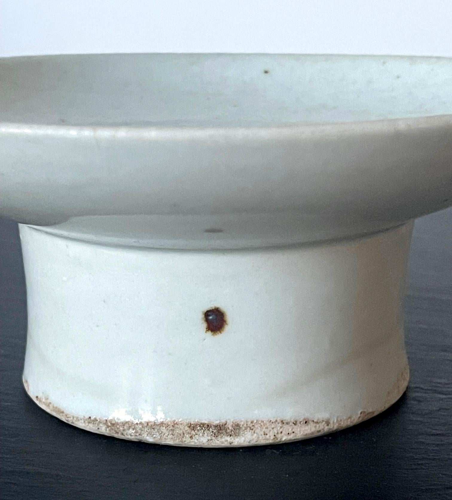 Korean Ceramic Ritual Offering Stemmed Dish with Inscription Joseon Dynasty For Sale 8