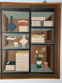 Korean Chaekgeori Four Panel Painted Screen, Early 20th Century, Korea