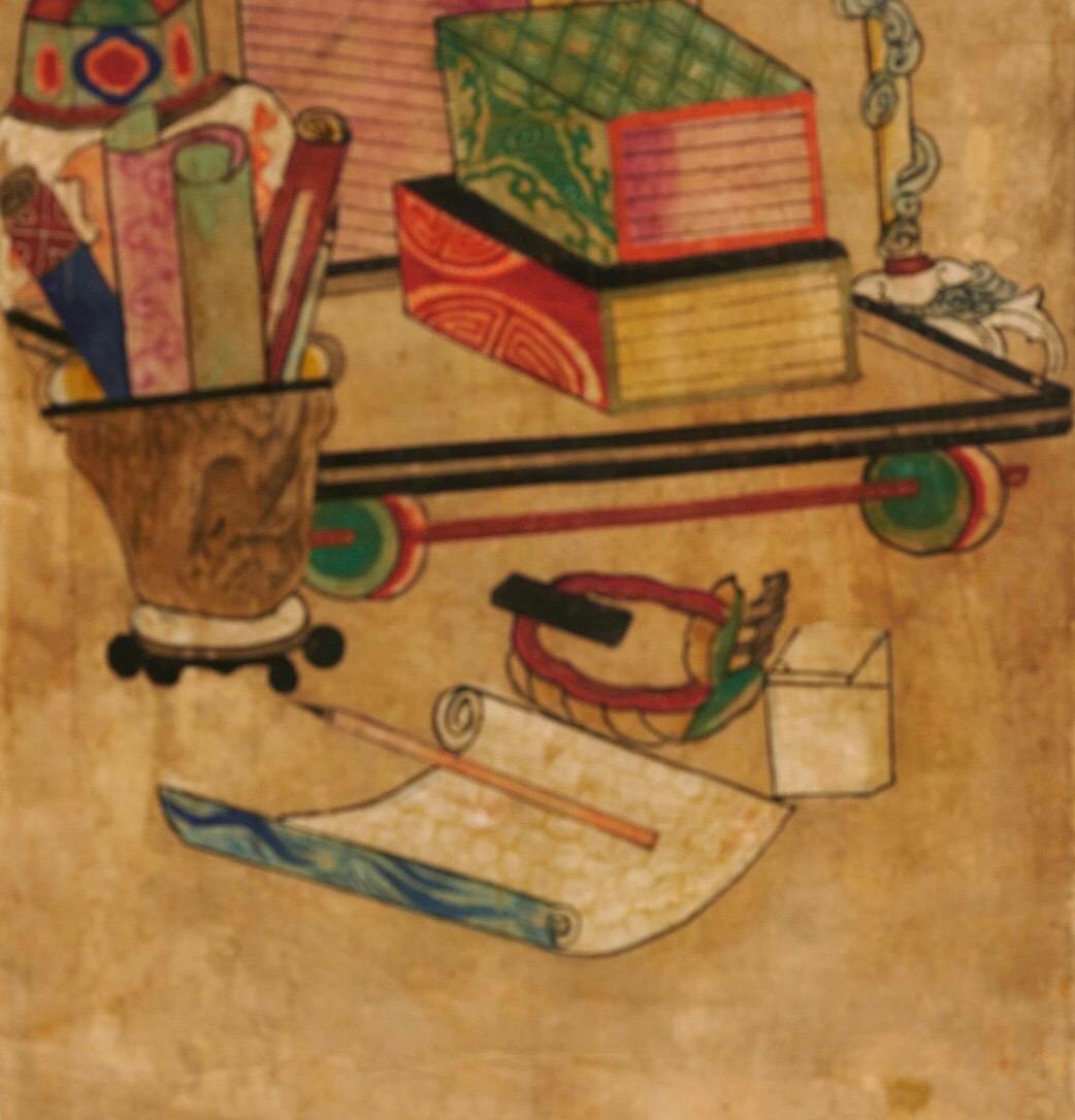 Autre Aquarelle coréenne Chaekgeori « Library Scroll », dynastie Yi, fin du 19e siècle en vente