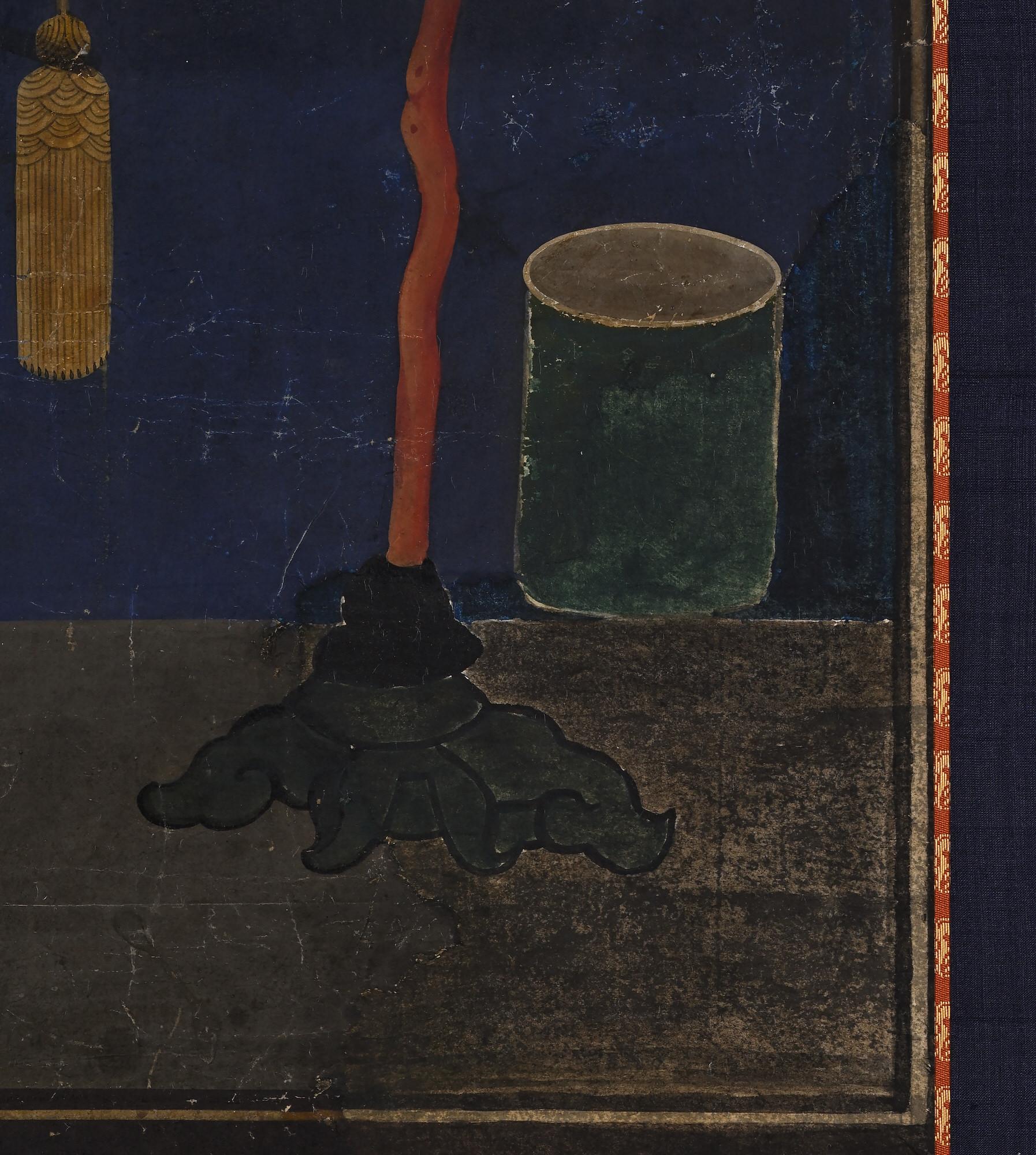Koreanisches Chaekgeori-Gemälde. 19. Jahrhundert Joseon. Bücher und Gelehrtenausstattung im Zustand „Relativ gut“ im Angebot in Kyoto, JP