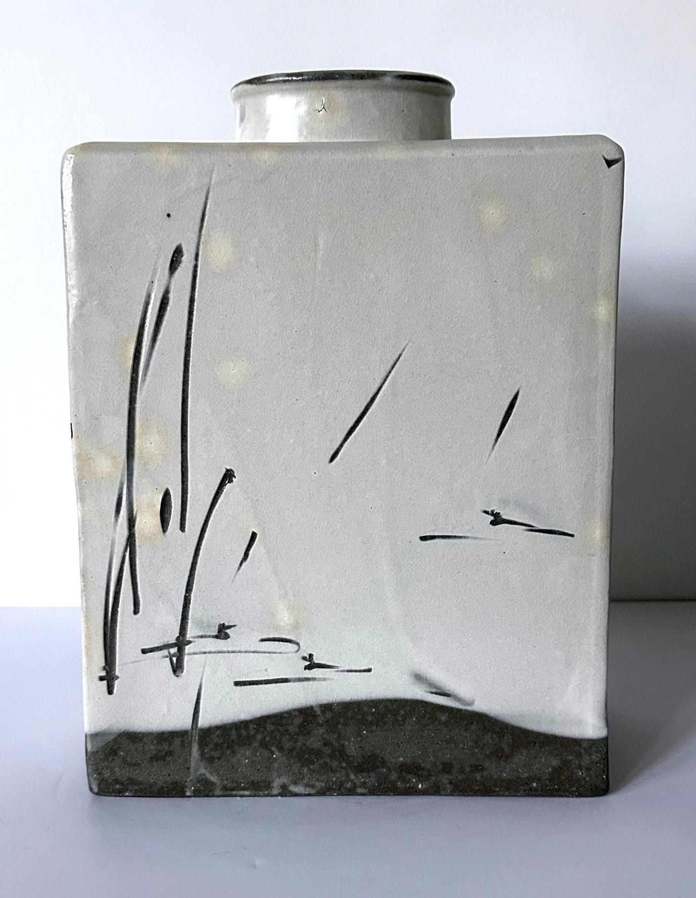 Korean Contemporary Buncheong Square Form Vase by Sung Jae Choi For Sale 10