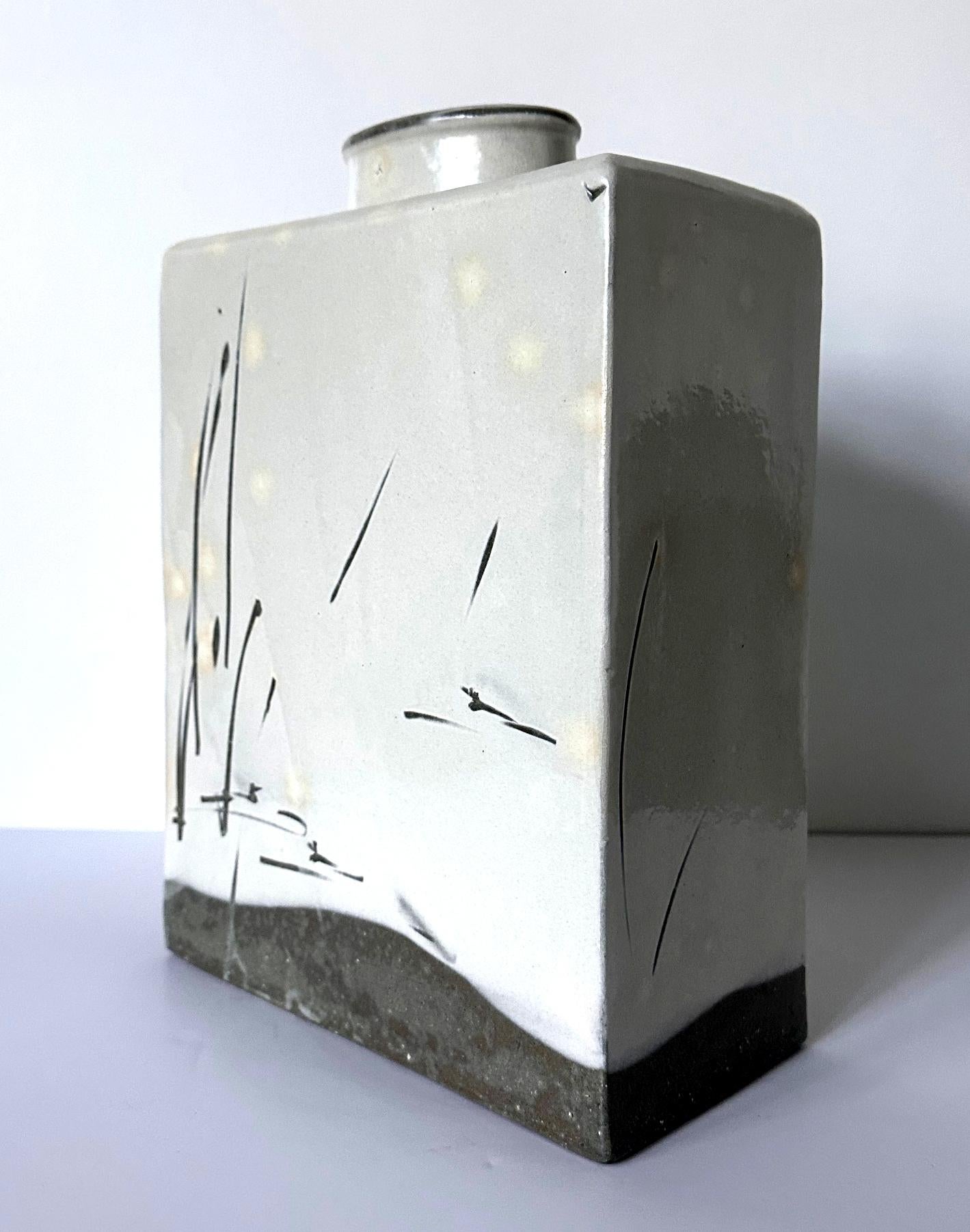 Modern Korean Contemporary Buncheong Square Form Vase by Sung Jae Choi For Sale