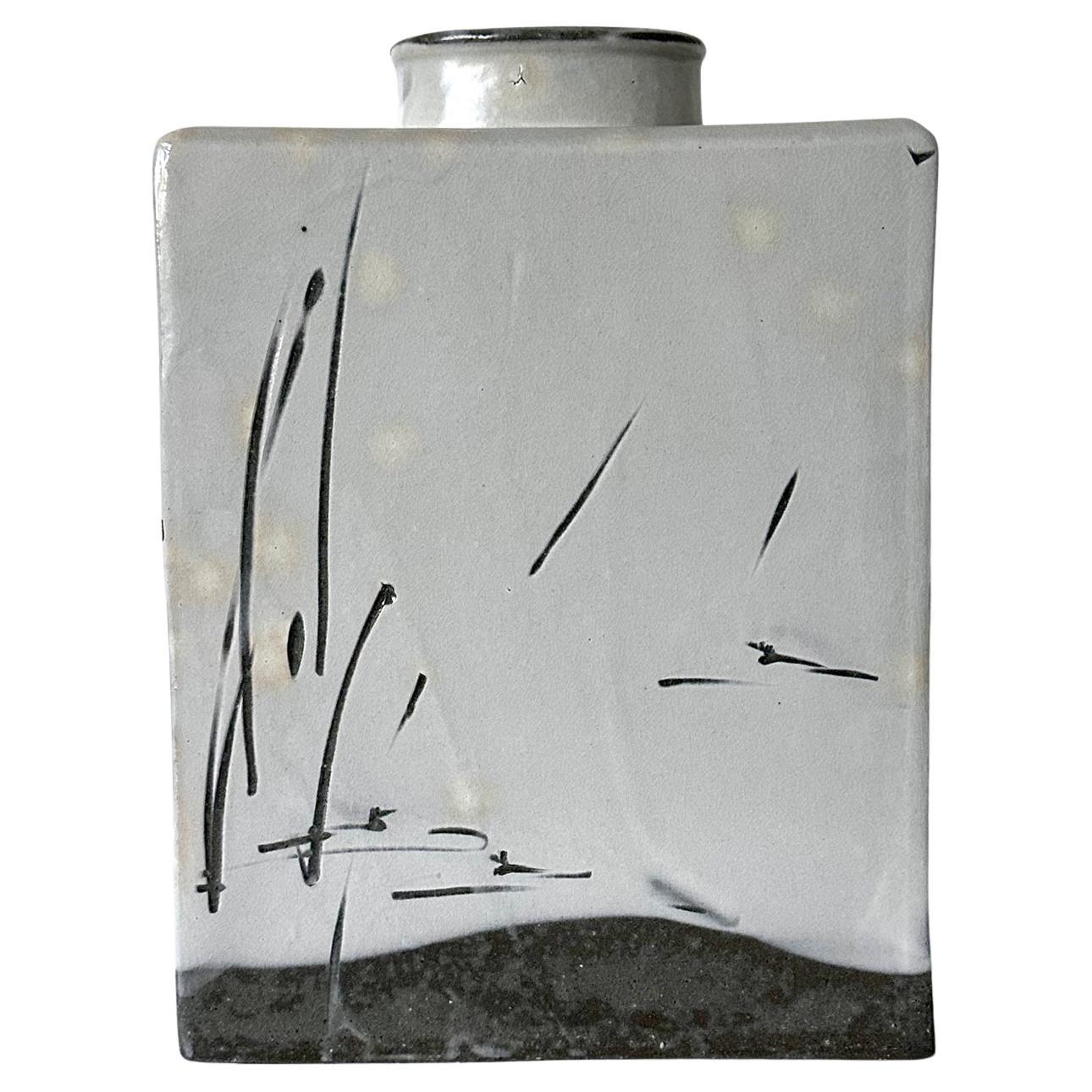Korean Contemporary Buncheong Square Form Vase by Sung Jae Choi For Sale