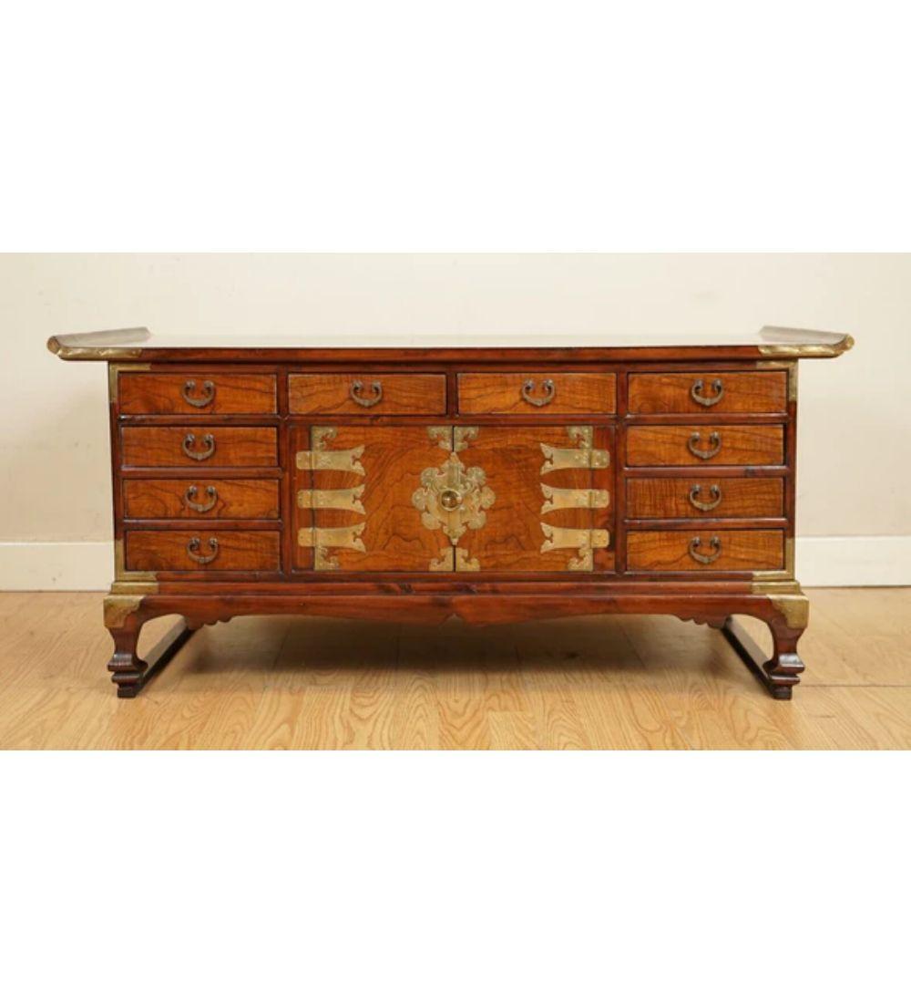Qing Korean Elm Coffee Table with Lots of Drawers, Late 19th Century For Sale