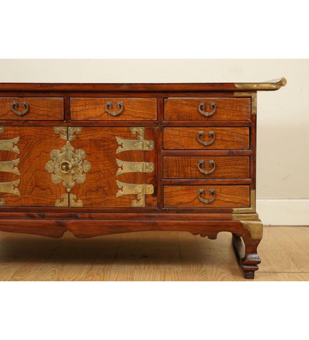 Korean Elm Coffee Table with Lots of Drawers, Late 19th Century For Sale 2