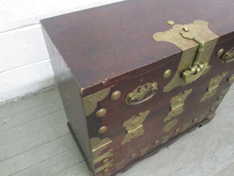 Korean Elm Tansu Chest with Brass Hardware For Sale at 1stdibs