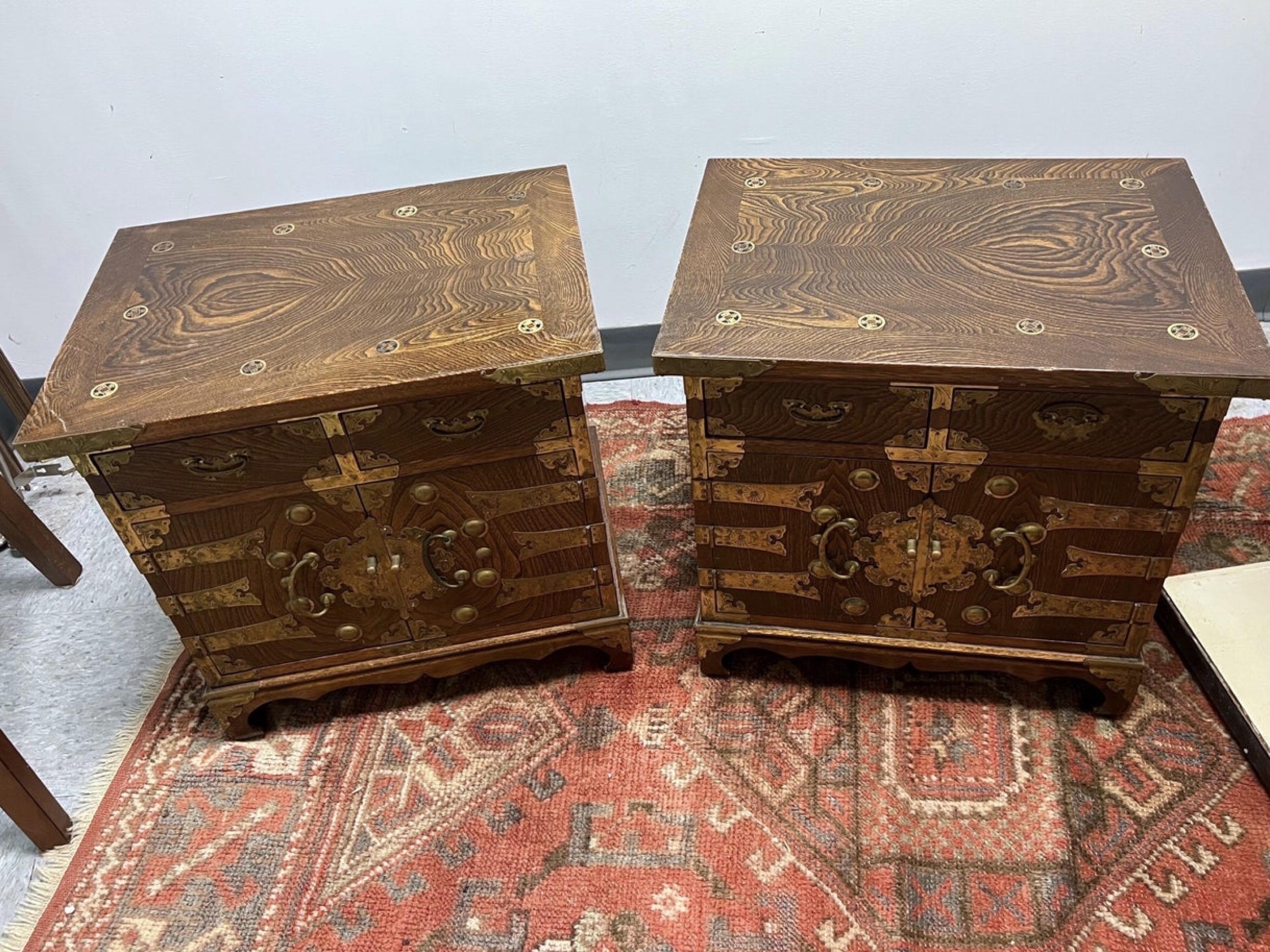 Korean Elm Wood and Brass Tansu Chests, a Pair 1