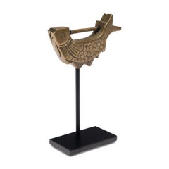 Serratura coreana a forma di pesce in ottone inciso, XIX secolo