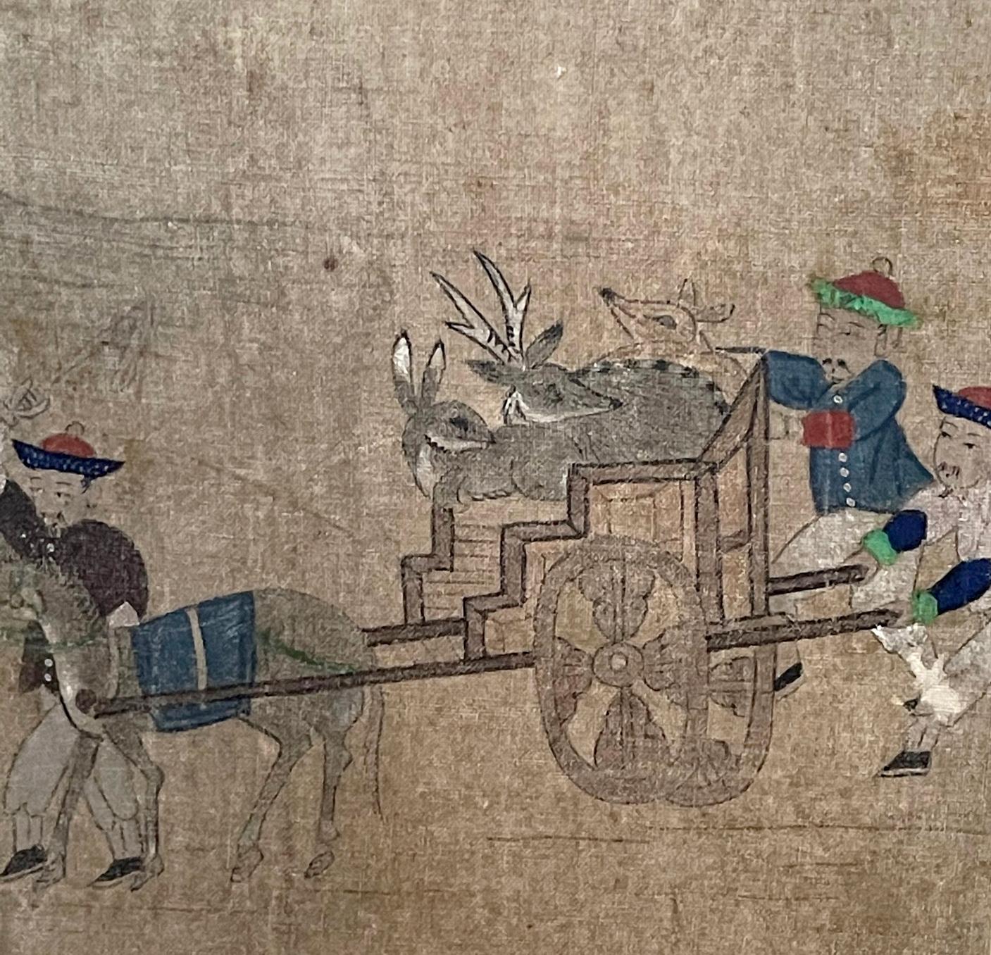 Korean Four Panel Screen of Hunting Scene Joseon Dynasty For Sale 5
