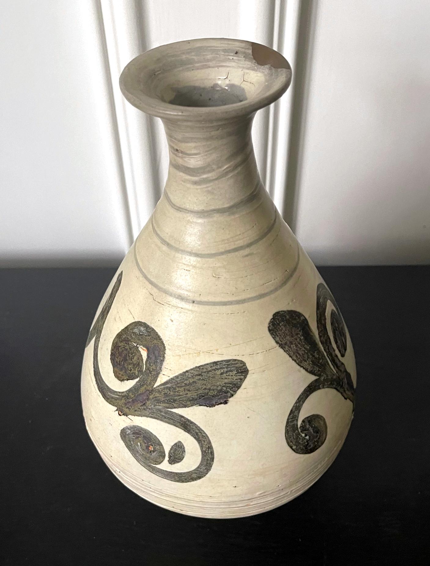 Korean Glazed Ceramic Vase Buncheong Ware Early Joseon Dynasty For Sale 2