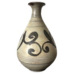 Antique Korean Glazed Ceramic Vase Buncheong Ware Early Joseon Dynasty