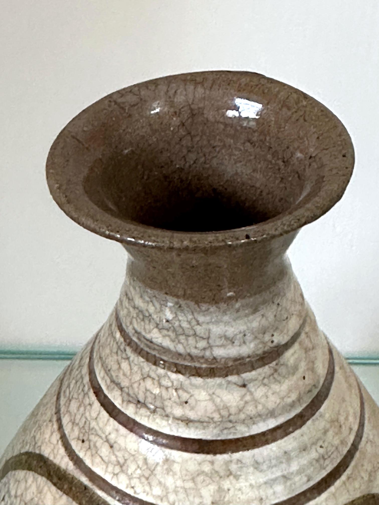 Korean Glazed Ceramic Vase Buncheong Ware Joseon Dynasty For Sale 5